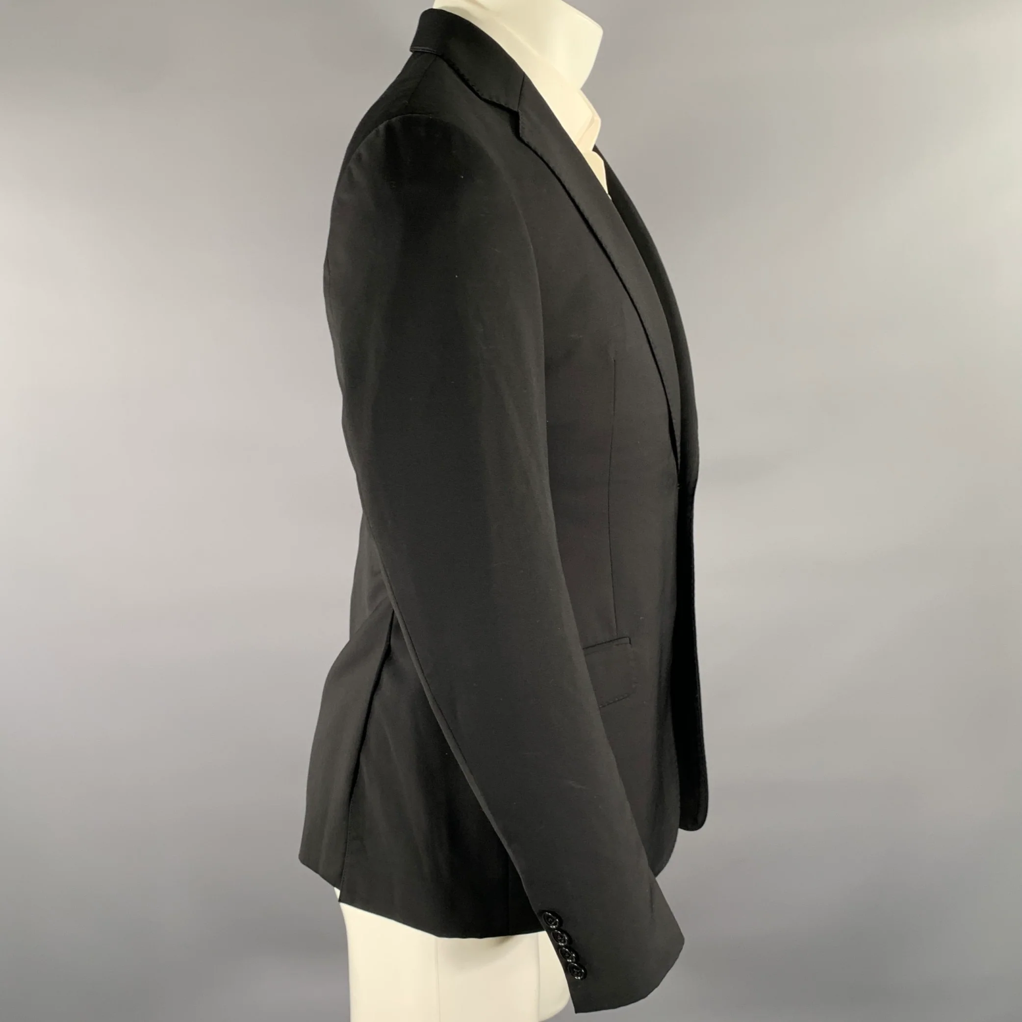 ARMANI COLLEZIONI Size 40 Black Wool Notch Lapel Sport Coat - Image 3