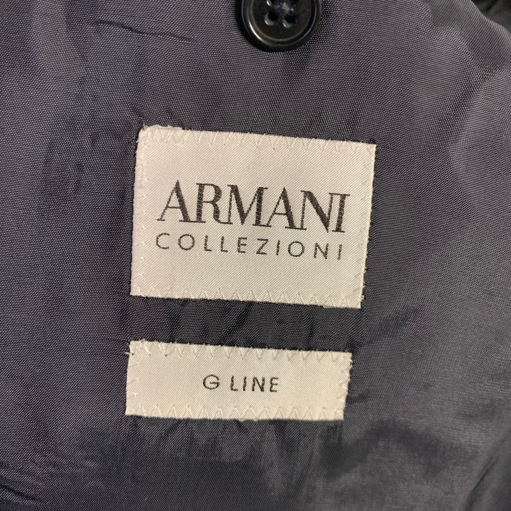 ARMANI COLLEZIONI Size 40 Blue Black Houndstooth Wool Sport Coat - Image 5