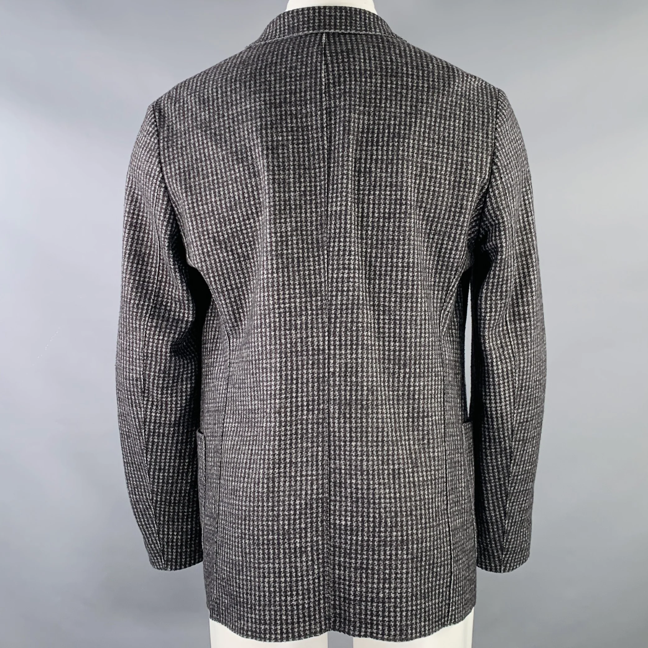ARMANI COLLEZIONI Size 40 Grey Charcoal Checkered Wool Blend Sport Coat - Image 4