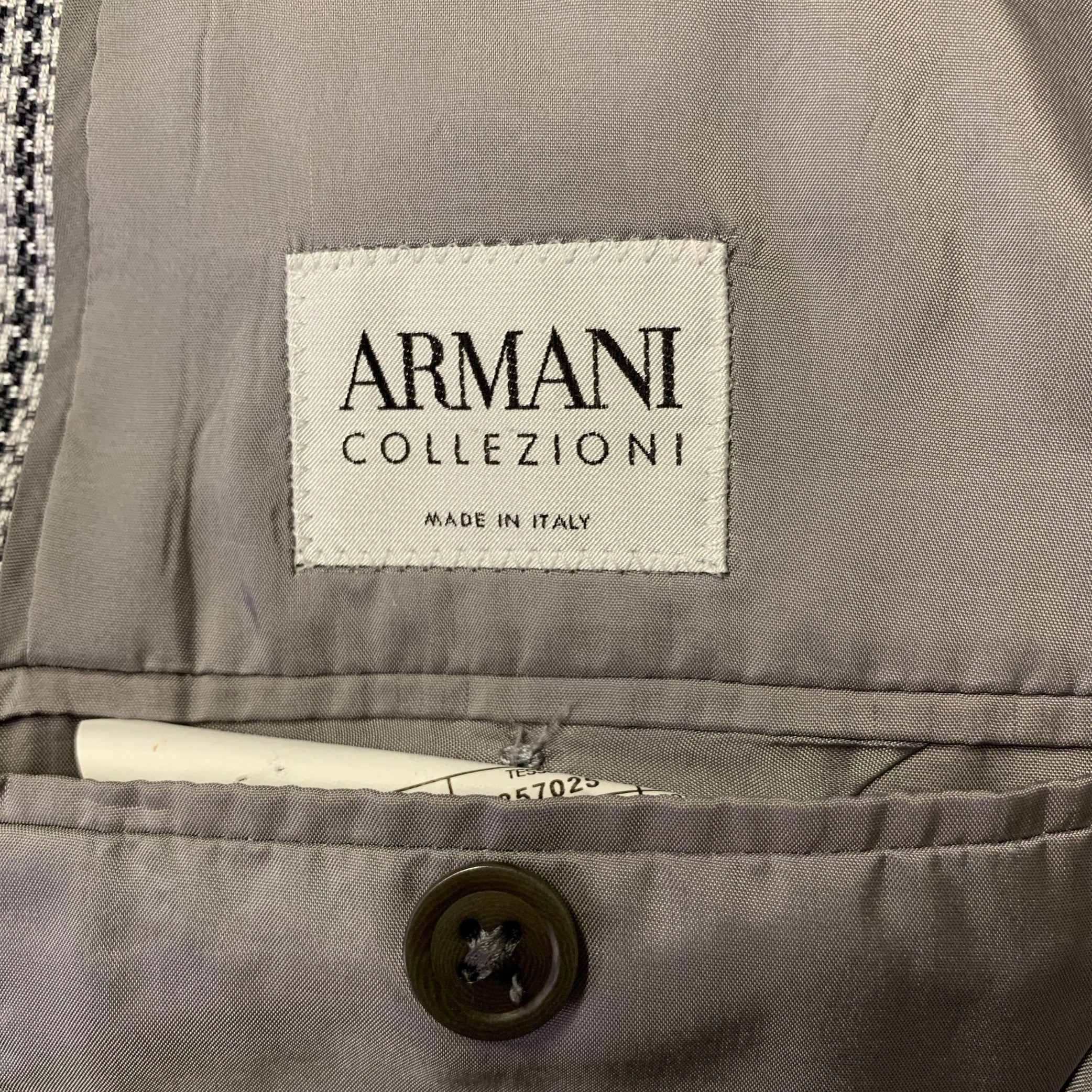 ARMANI COLLEZIONI Size 42 Grey Houndstooth Wool Blend Sport Coat - Image 5