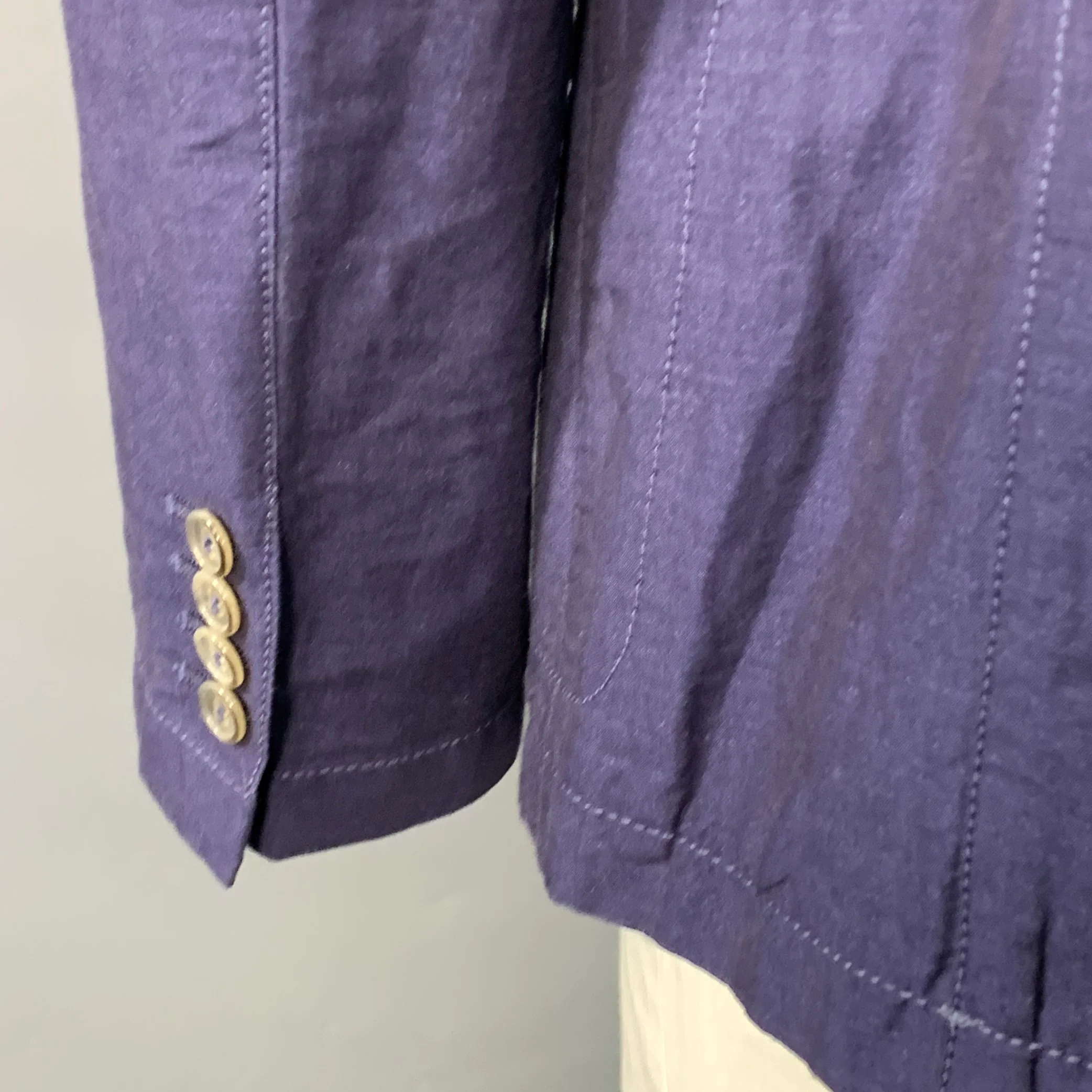 ARMANI COLLEZIONI Size 42 Navy Linen Cotton Notch Lapel Sport Coat - Image 4