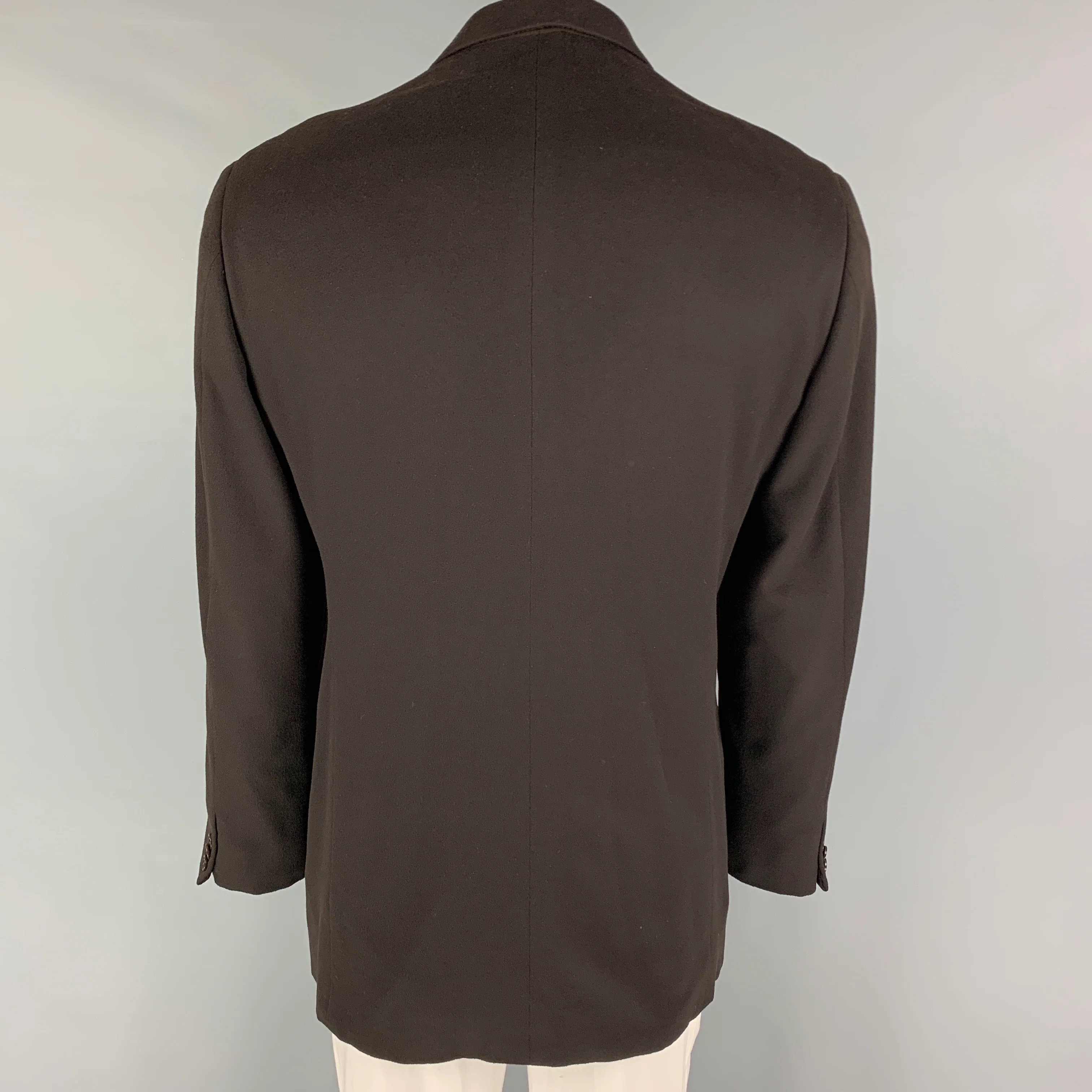 ARMANI COLLEZIONI Size 44 Long Brown Cashmere Notch Lapel Sport Coat - Image 3