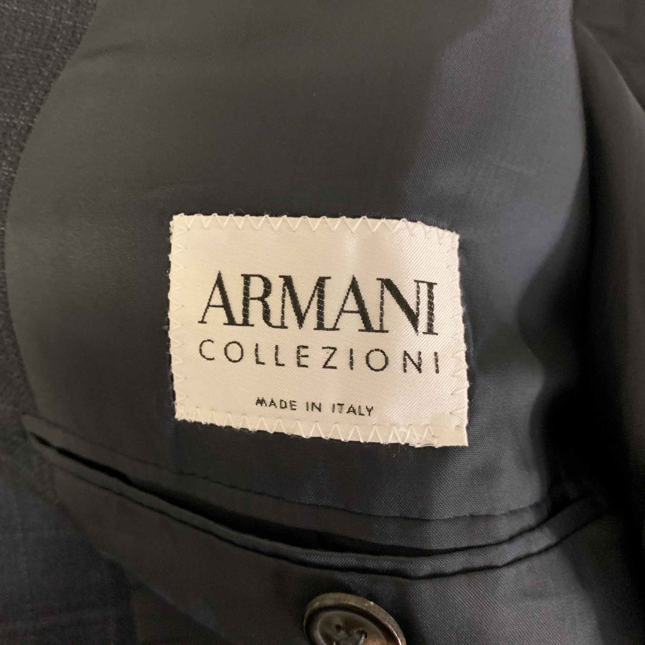 ARMANI COLLEZIONI Size 44 Navy Plaid Wool Notch Lapel Sport Coat - Image 5