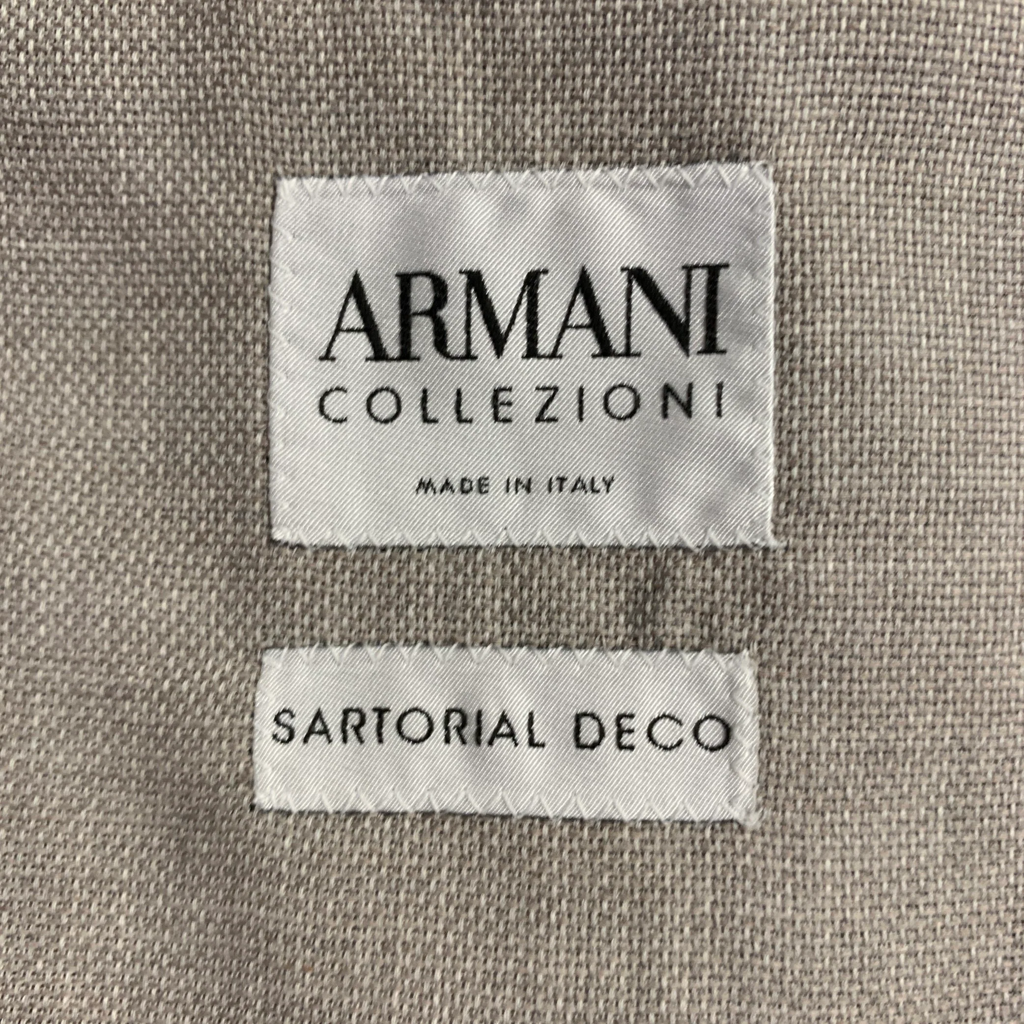 ARMANI COLLEZIONI Size 44 Regular Grey Beige Woven Notch Lapel Sport Coat - Image 5