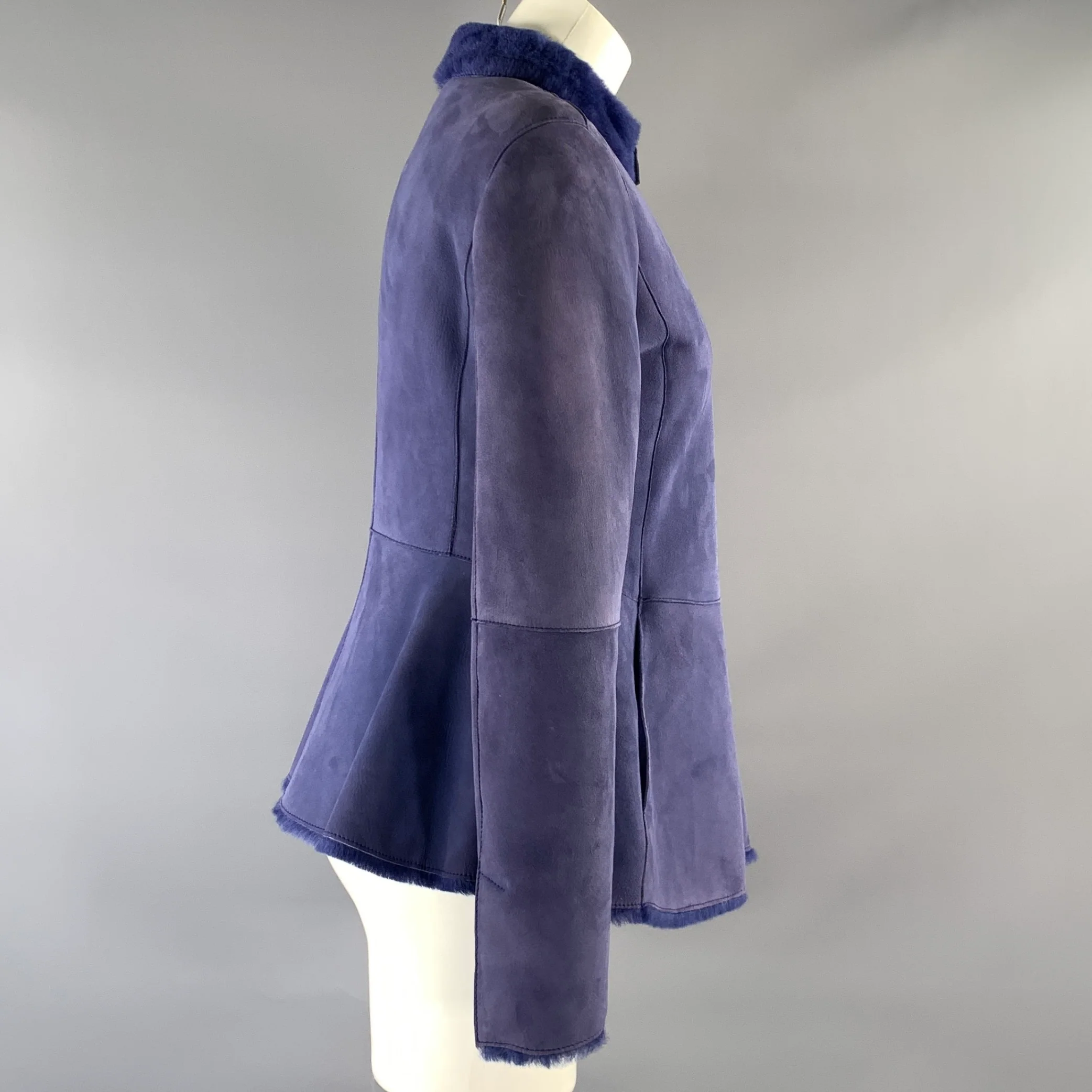 ARMANI COLLEZIONI Size 6 Purple Lavender Shearling UMGO3P UMPO2 Sheepskin Coat - Image 2
