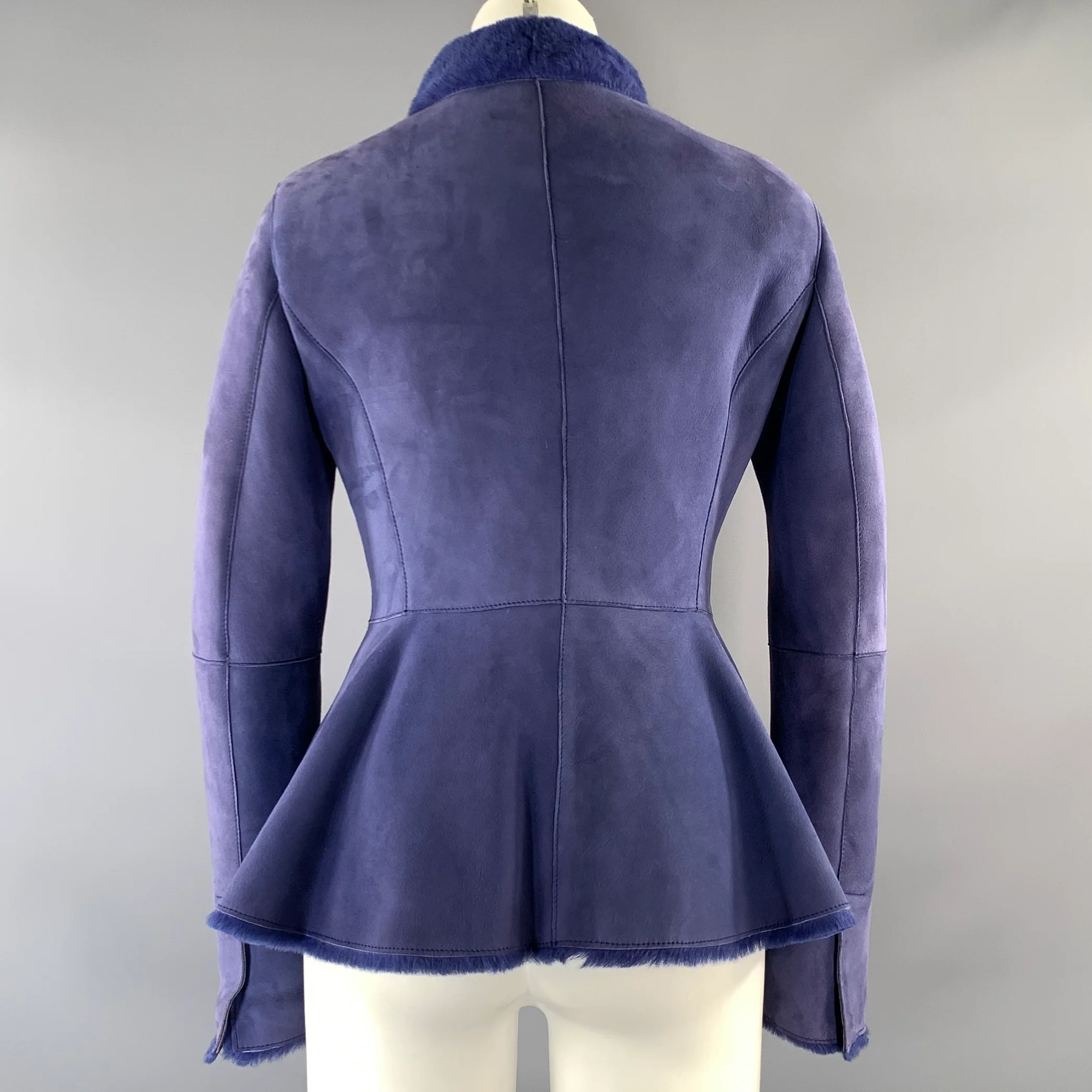 ARMANI COLLEZIONI Size 6 Purple Lavender Shearling UMGO3P UMPO2 Sheepskin Coat - Image 3