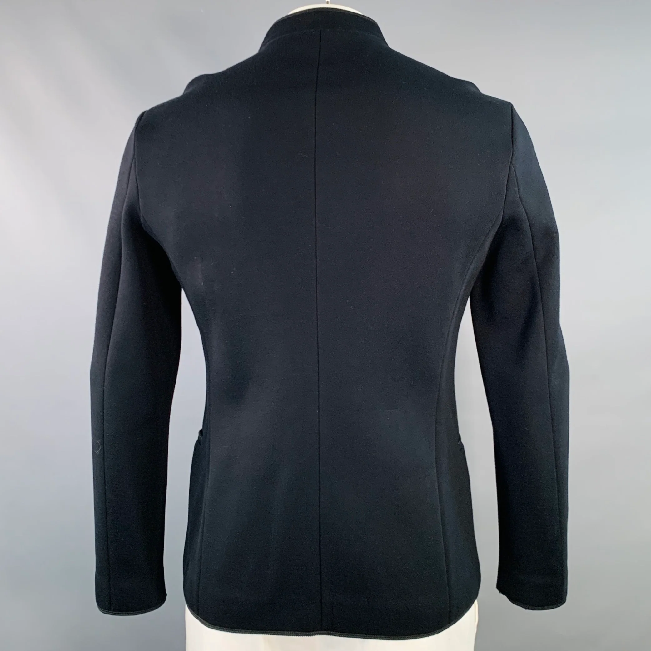 ARMANI COLLEZIONI Size L Black Viscose Nehru Collar Jacket - Image 4