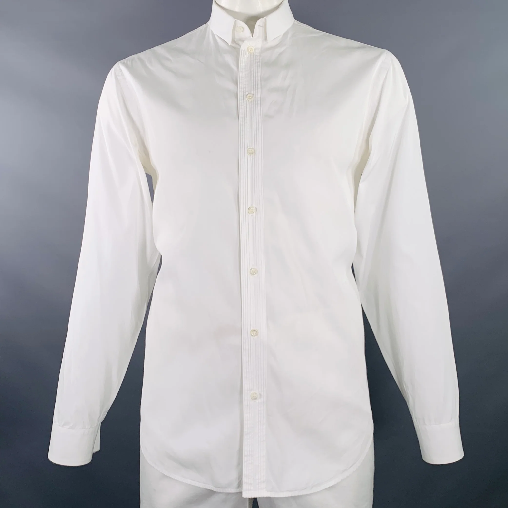 ARMANI COLLEZIONI Size L White Cotton French Cuff Long Sleeve Shirt