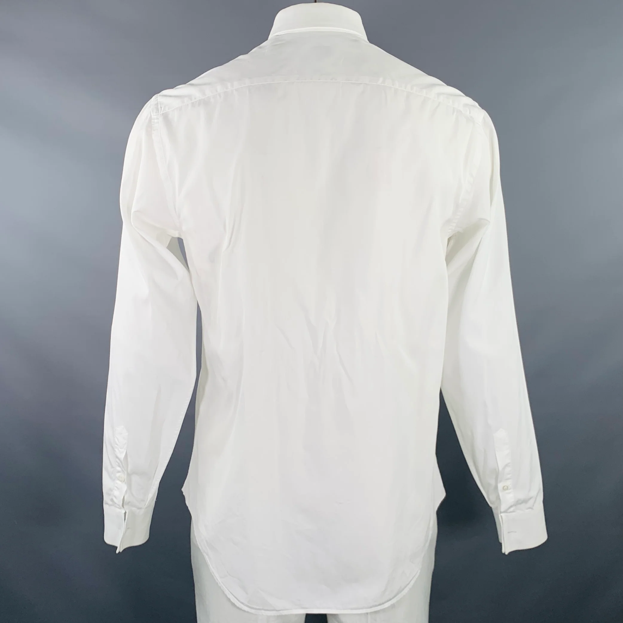 ARMANI COLLEZIONI Size L White Cotton French Cuff Long Sleeve Shirt - Image 4