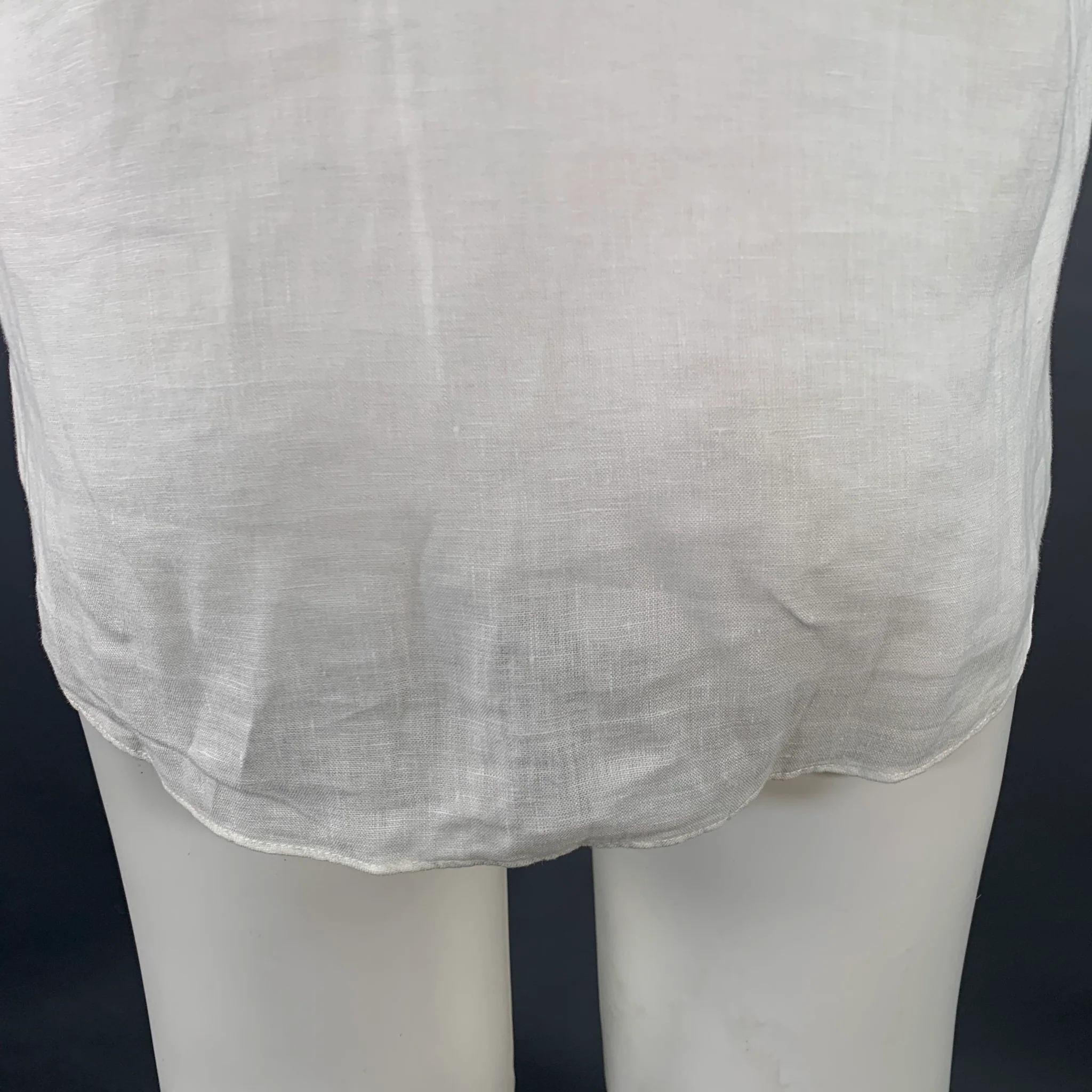 ARMANI COLLEZIONI Size M White Linen Two Pockets Short Sleeve Shirt - Image 5