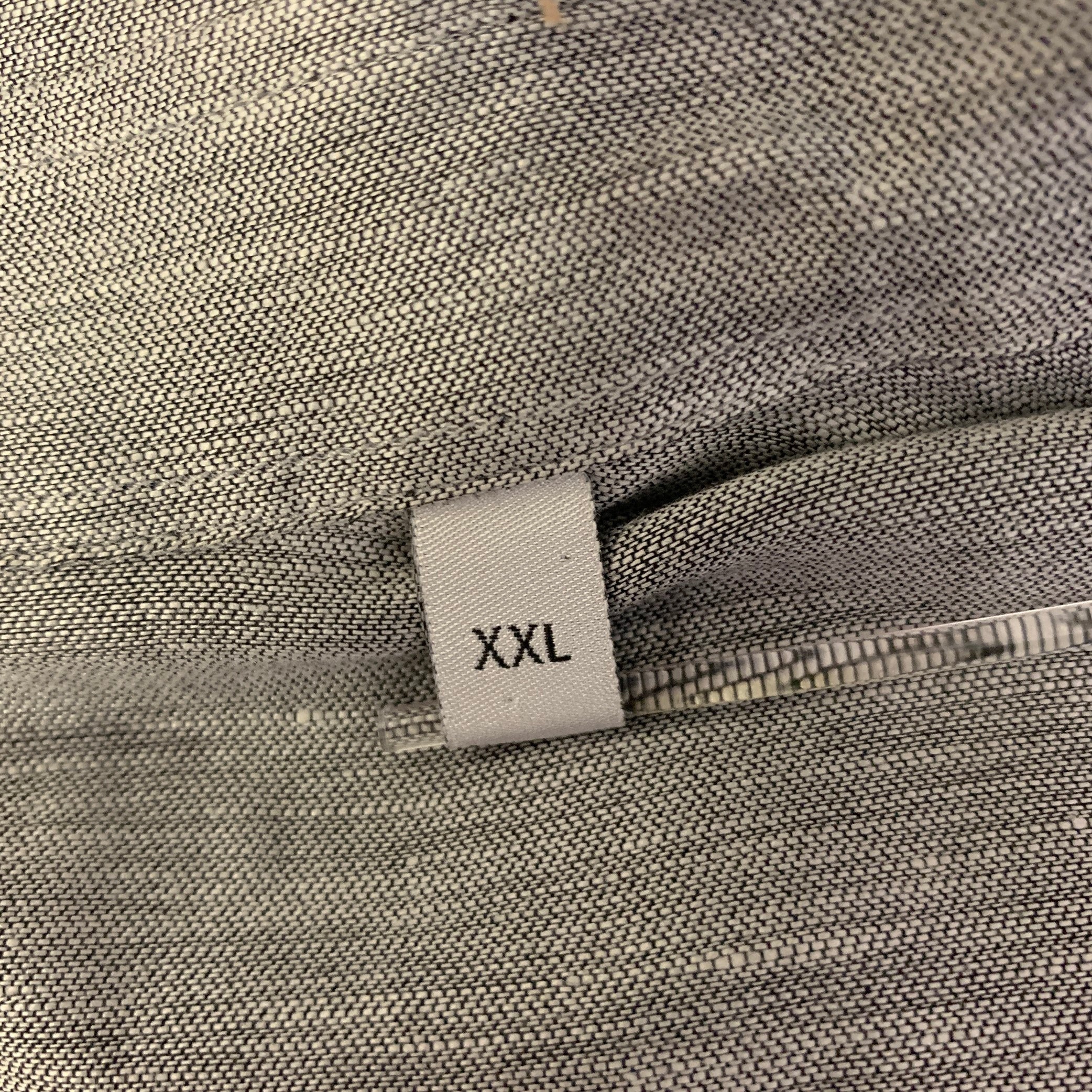 ARMANI COLLEZIONI Size XXL Grey Chambray Short Sleeve Shirt - Image 6