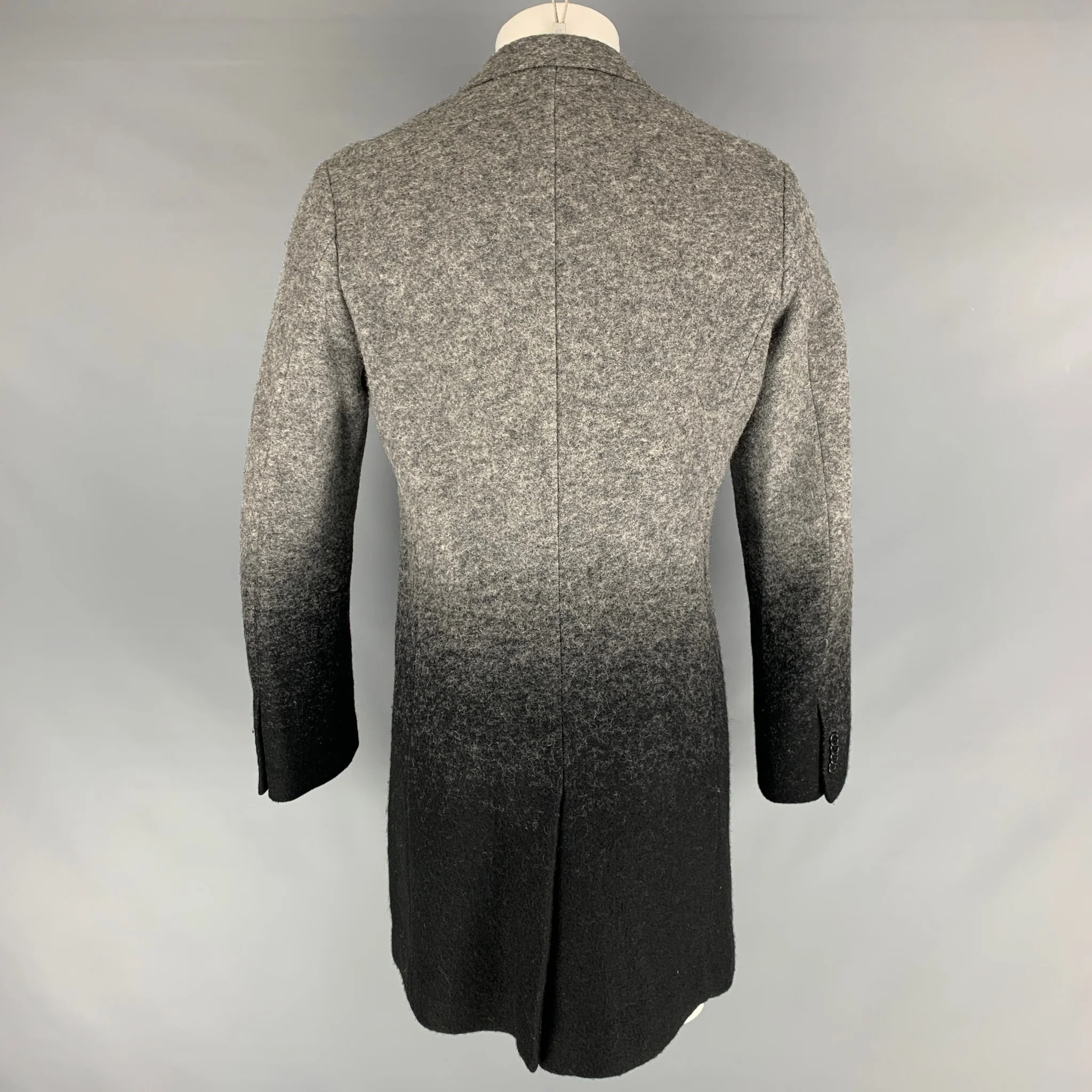 ARMANI EXCHANGE Chest Size 40 Size 40 Grey Black Ombre Wool Blend Coat - Image 4