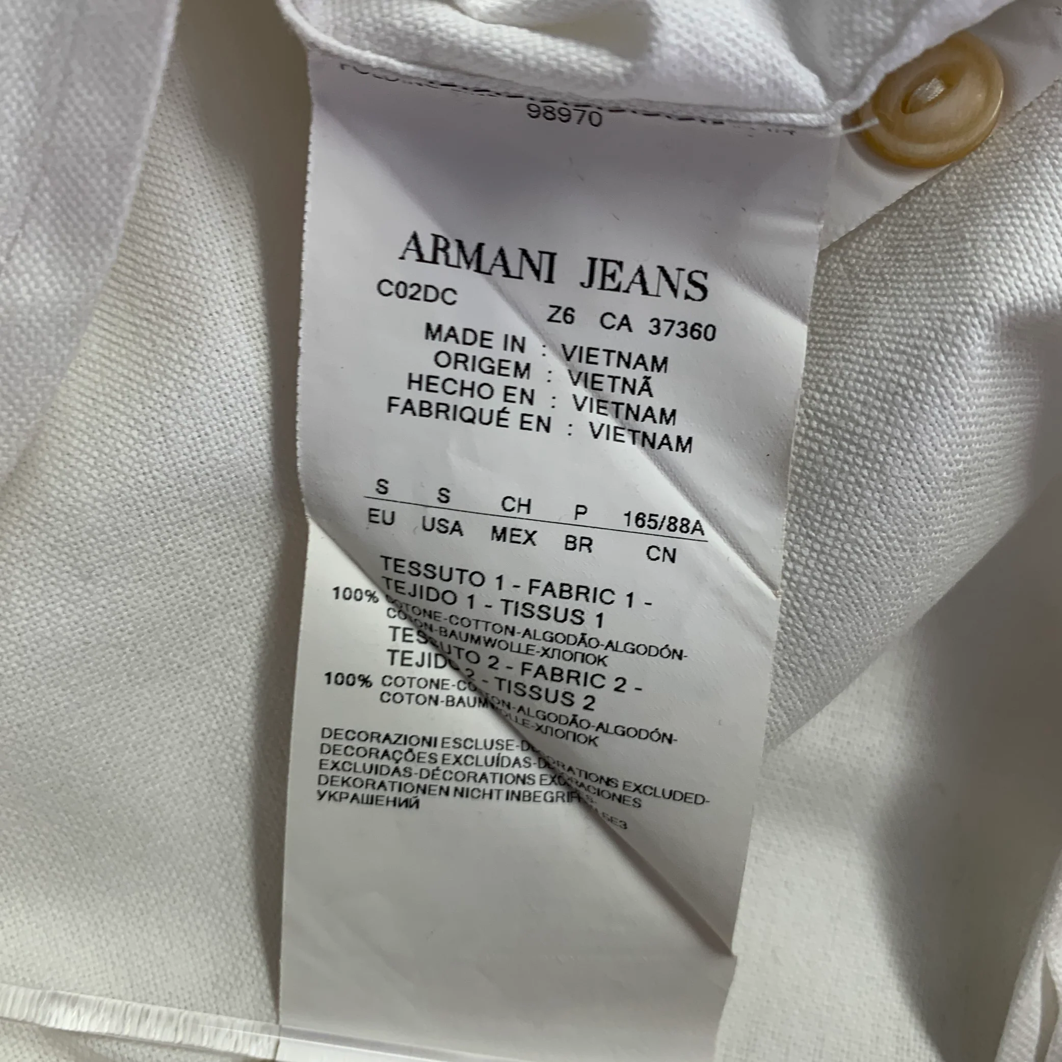 ARMANI JEANS Size S White Light Blue Cotton Elbow Patches Long Sleeve Shirt - Image 7