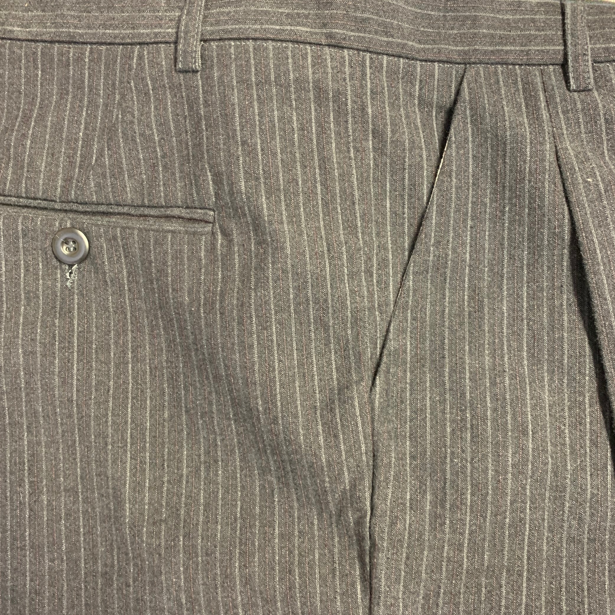 ARPENTEUR Size 32 Grey Charcoal Stripe Wool Pleated Dress Pants - Image 6