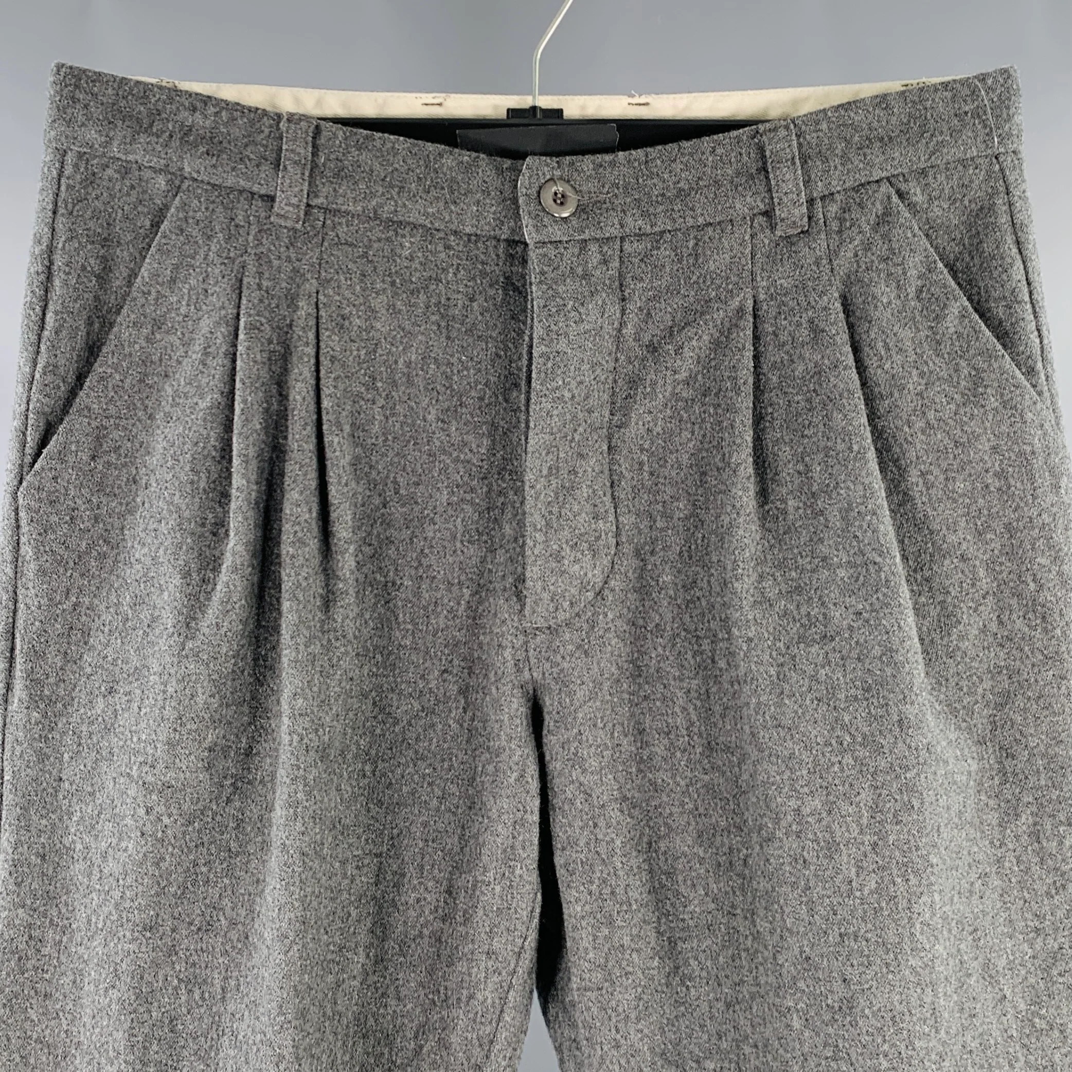 ARPENTEUR Size 33 Grey Charcoal Wool Cotton Pleated Casual Pants - Image 2