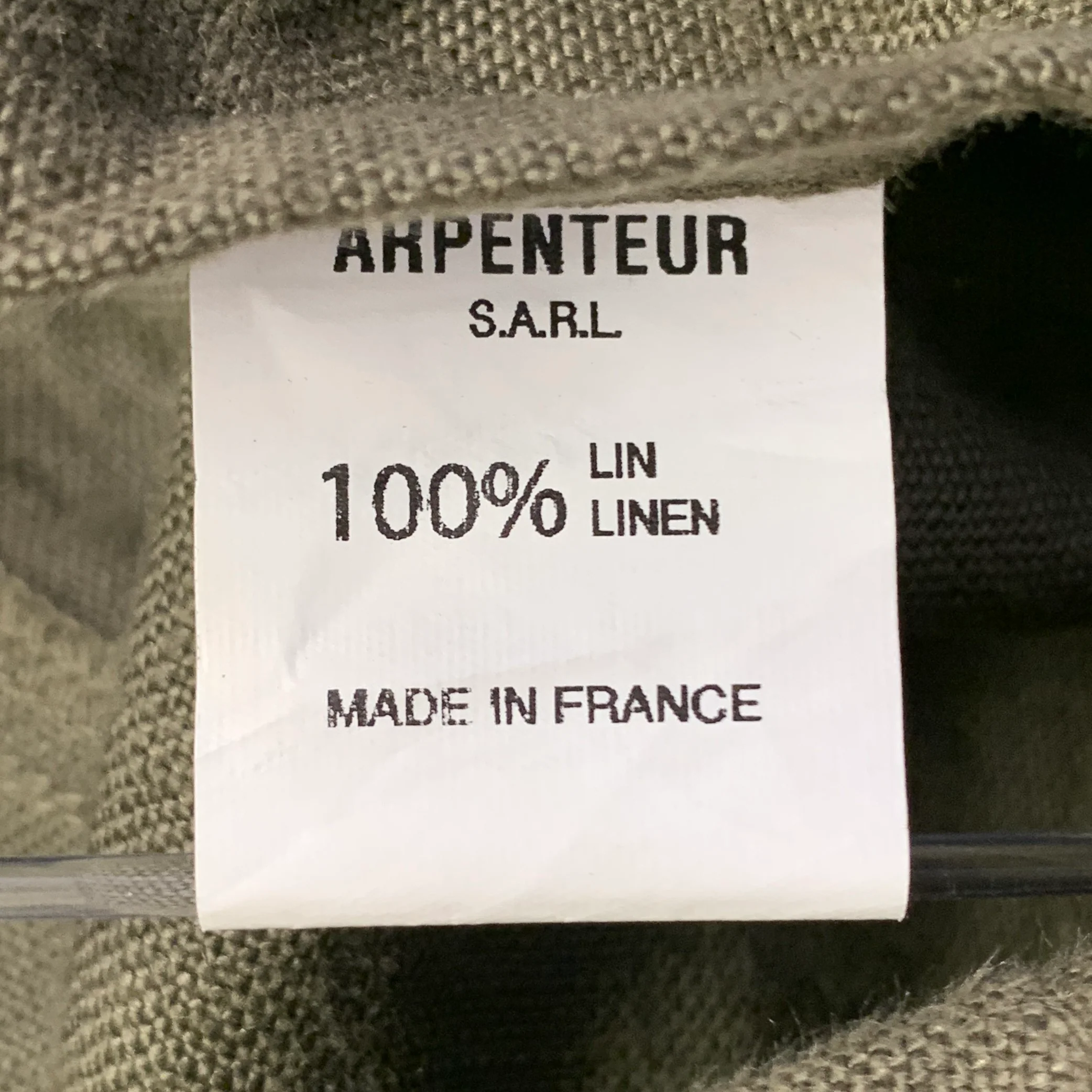 ARPENTEUR Size L Green Olive Woven Linen Chore Jacket - Image 5