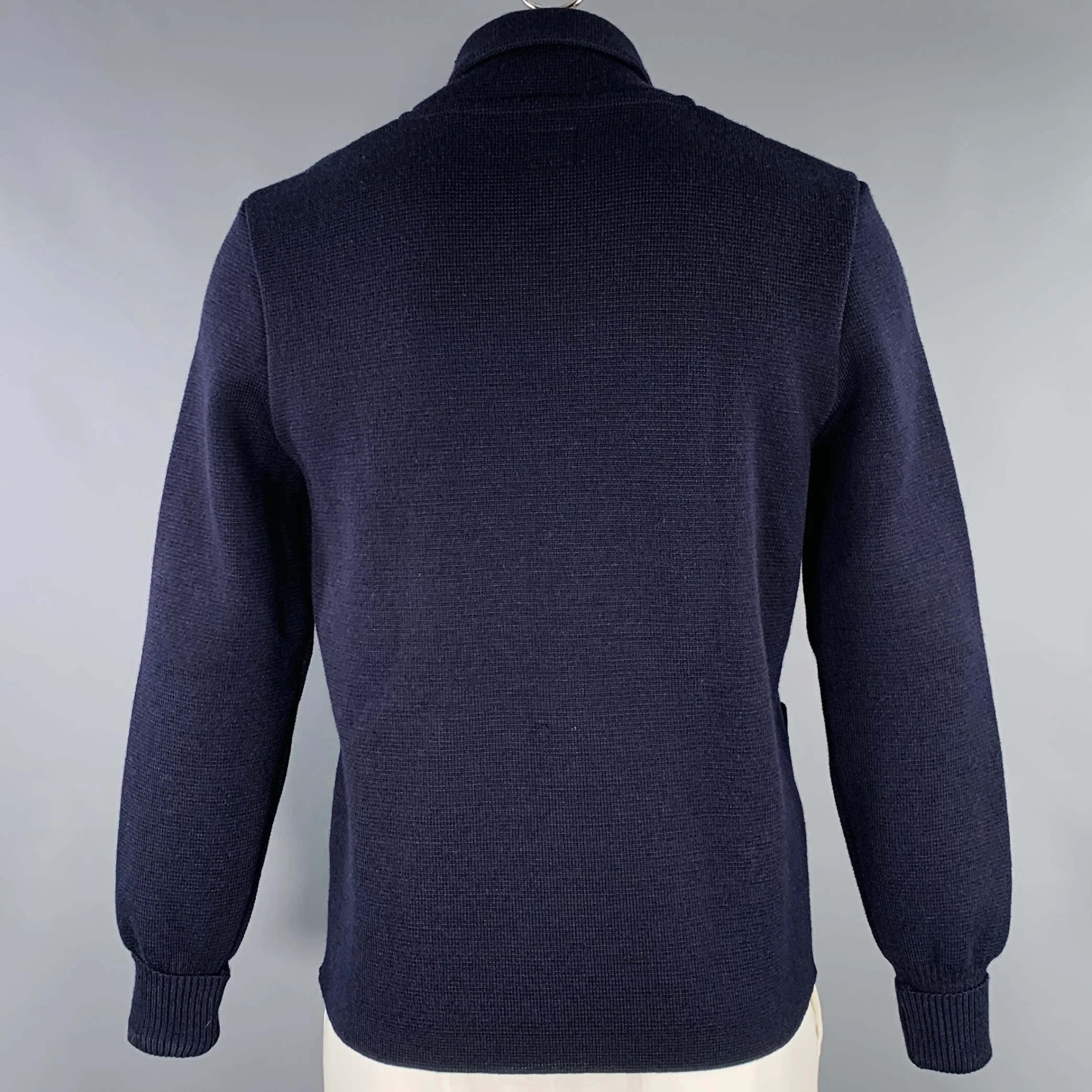 ARPENTEUR Size L Navy Knit Wool Shawl Jacket - Image 3