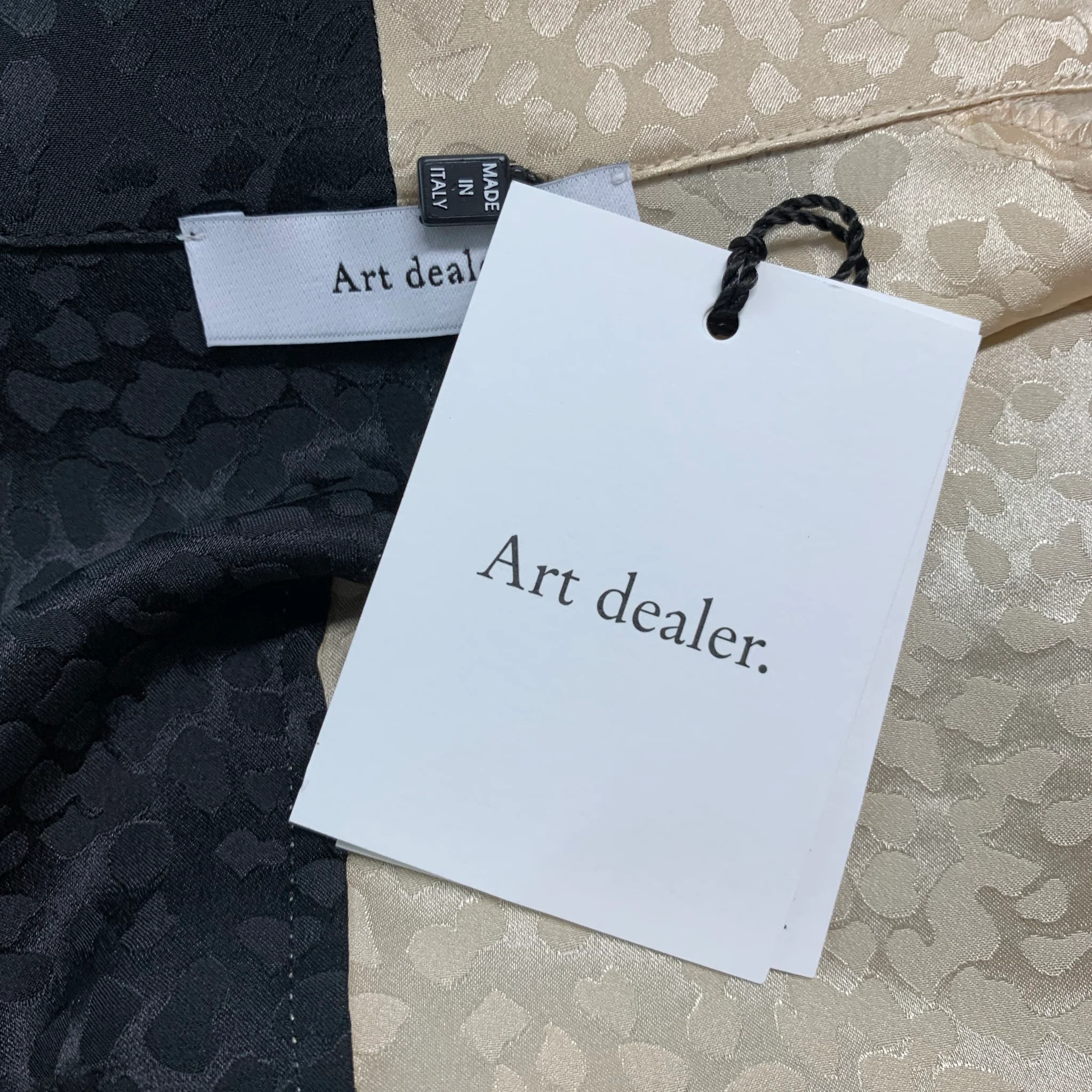 ART DEALER Size XS Beige Black Silk Jacquard Animal Wrap Long Dress - Image 5