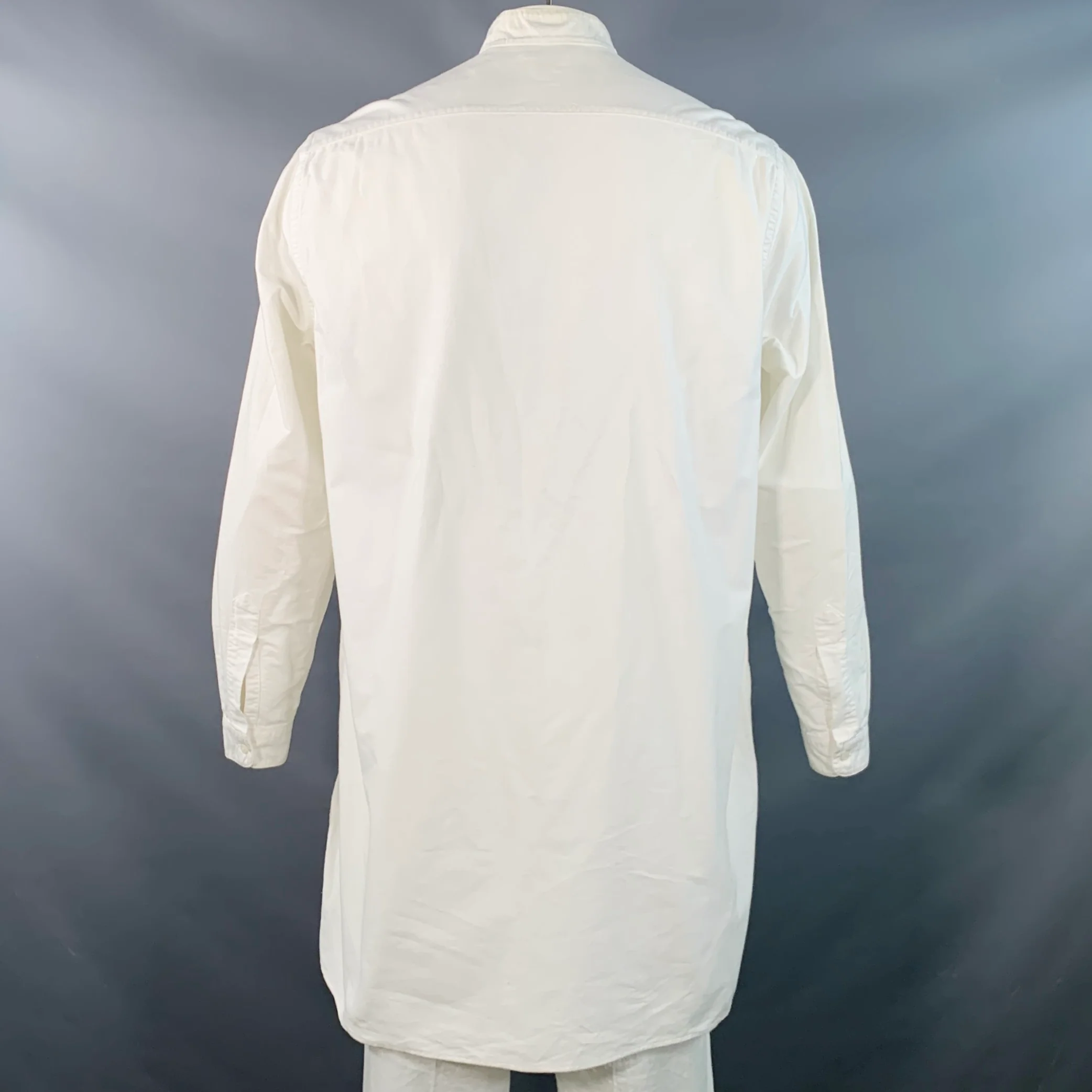 ASHLAND SHIRT & PAJAMA CO. Size L White Cotton Half Placket One Pocket Long Sleeve Shirt - Image 4