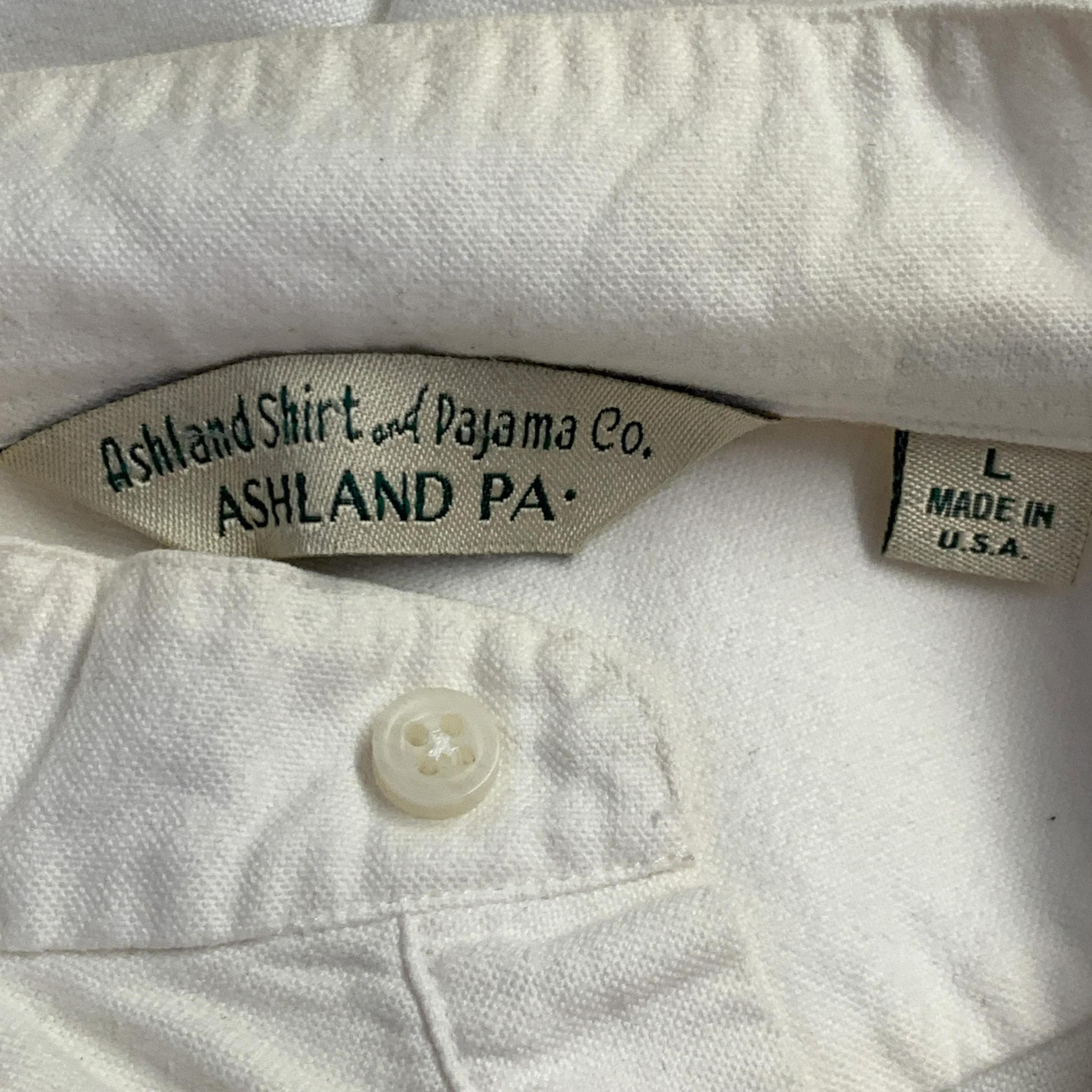 ASHLAND SHIRT & PAJAMA CO. Size L White Cotton Half Placket One Pocket Long Sleeve Shirt - Image 6