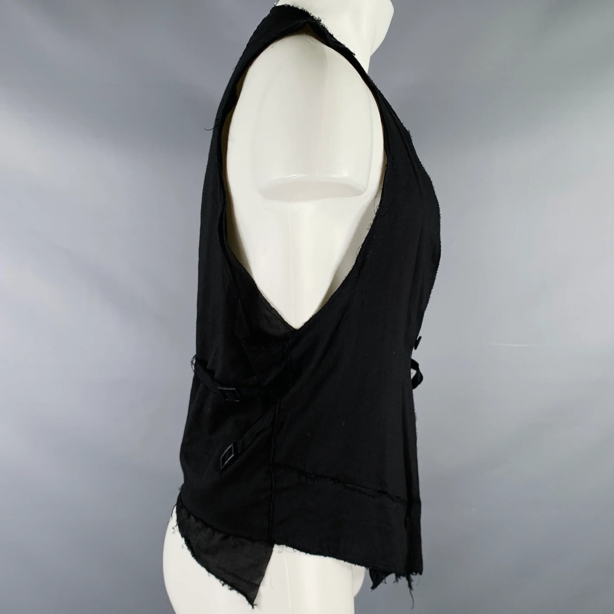 ASKYY TOKYO Size M Black Cotton Double Layer Vest - Image 2