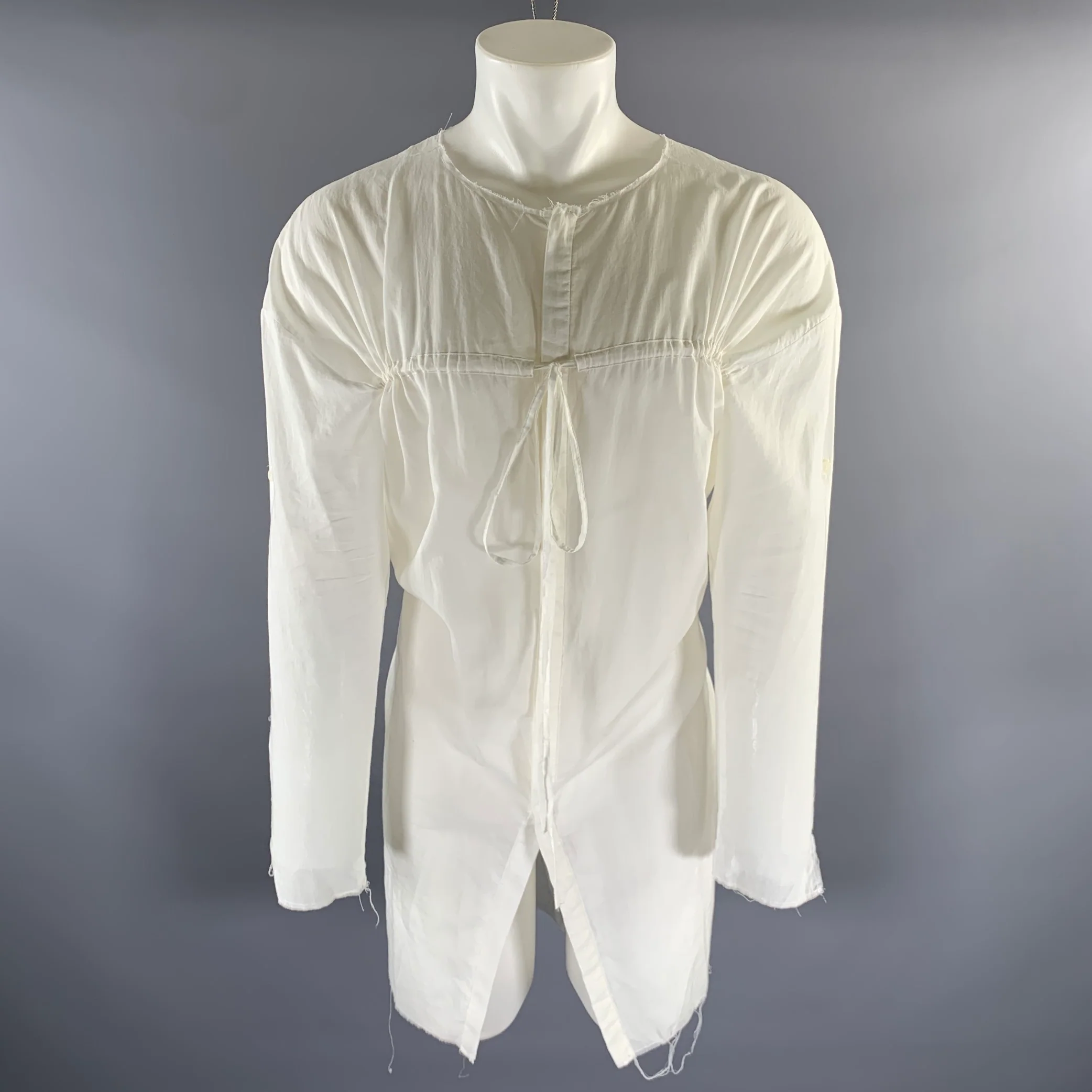 ASKYY TOKYO Size M White Silk Blend Long Sleeve Shirt