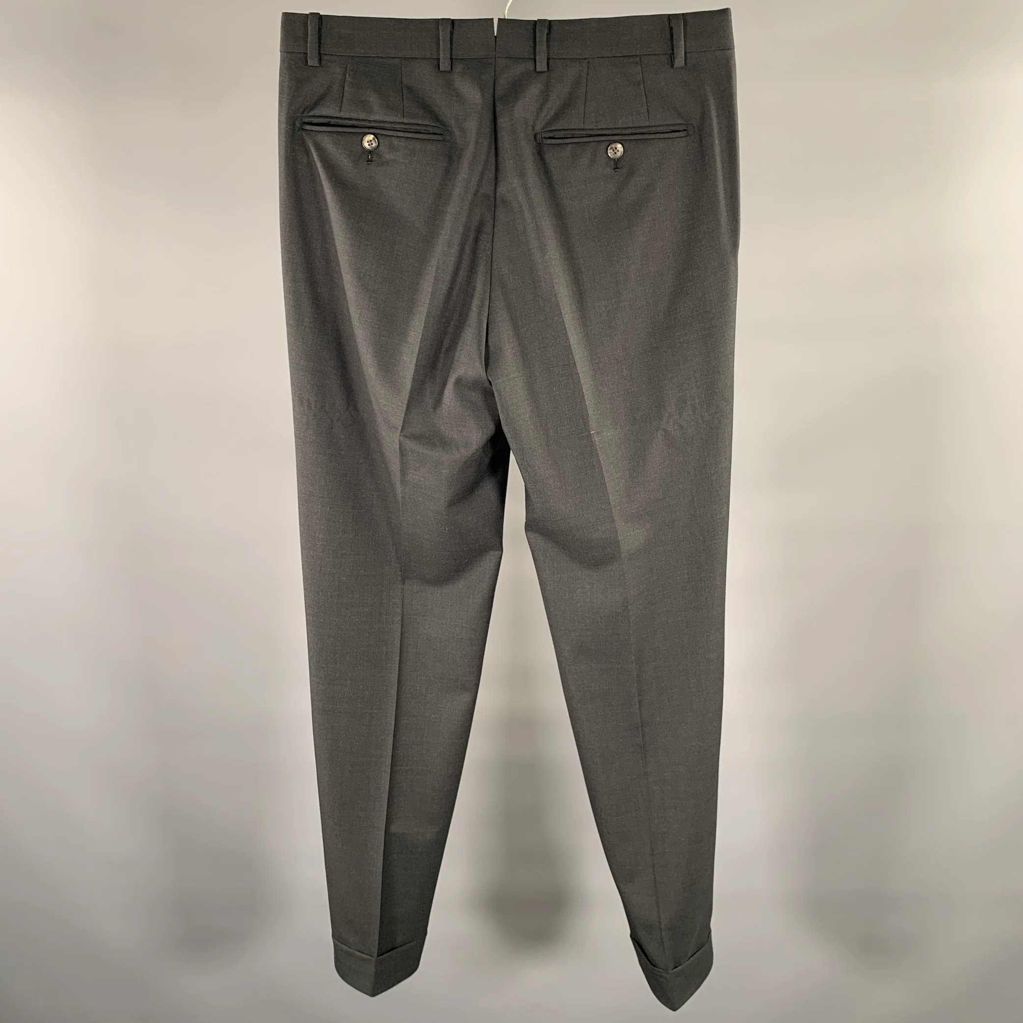 ATELIER MUNRO Size 32 Charcoal Wool Slim Fit Dress Pants - Image 2