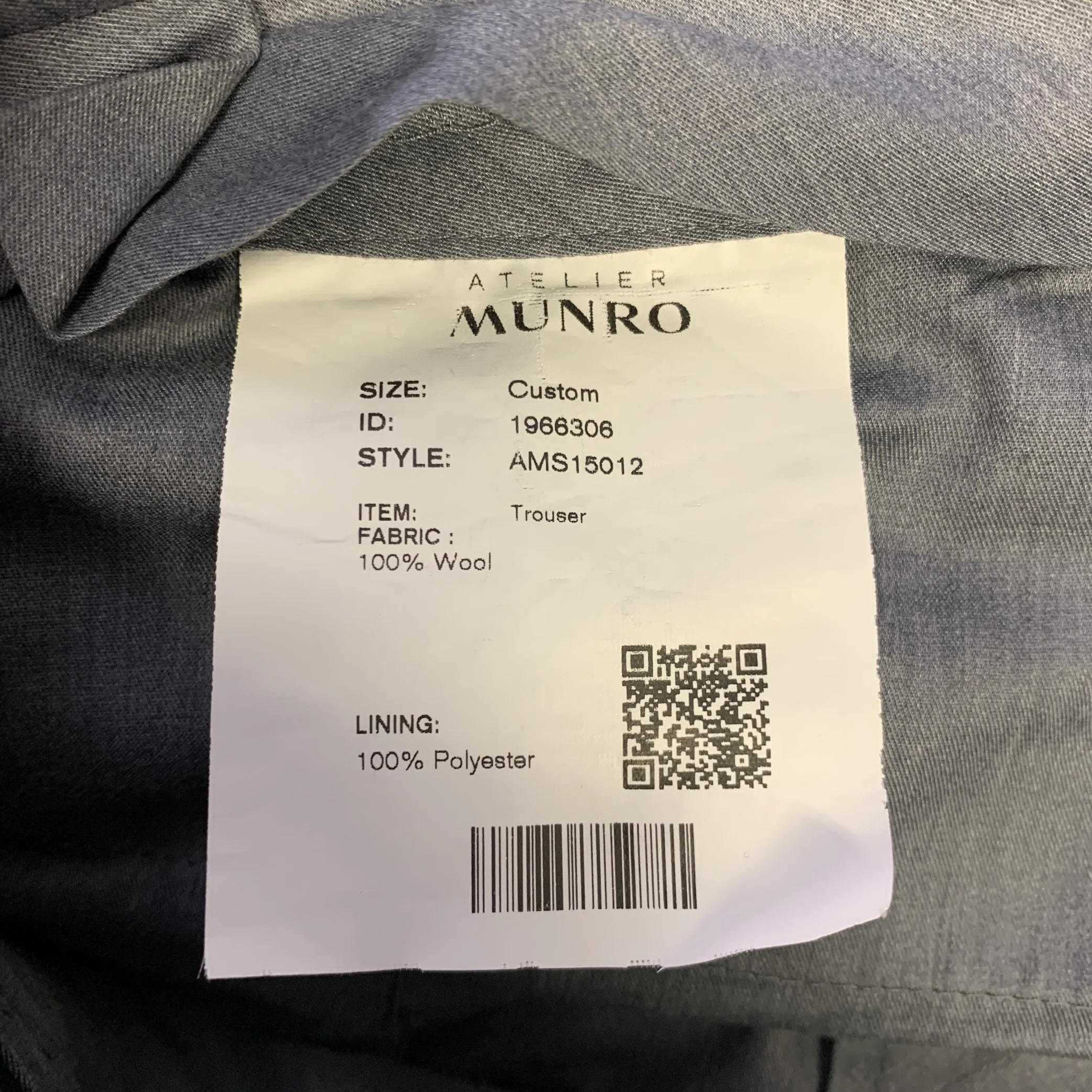 ATELIER MUNRO Size 32 Charcoal Wool Slim Fit Dress Pants - Image 4