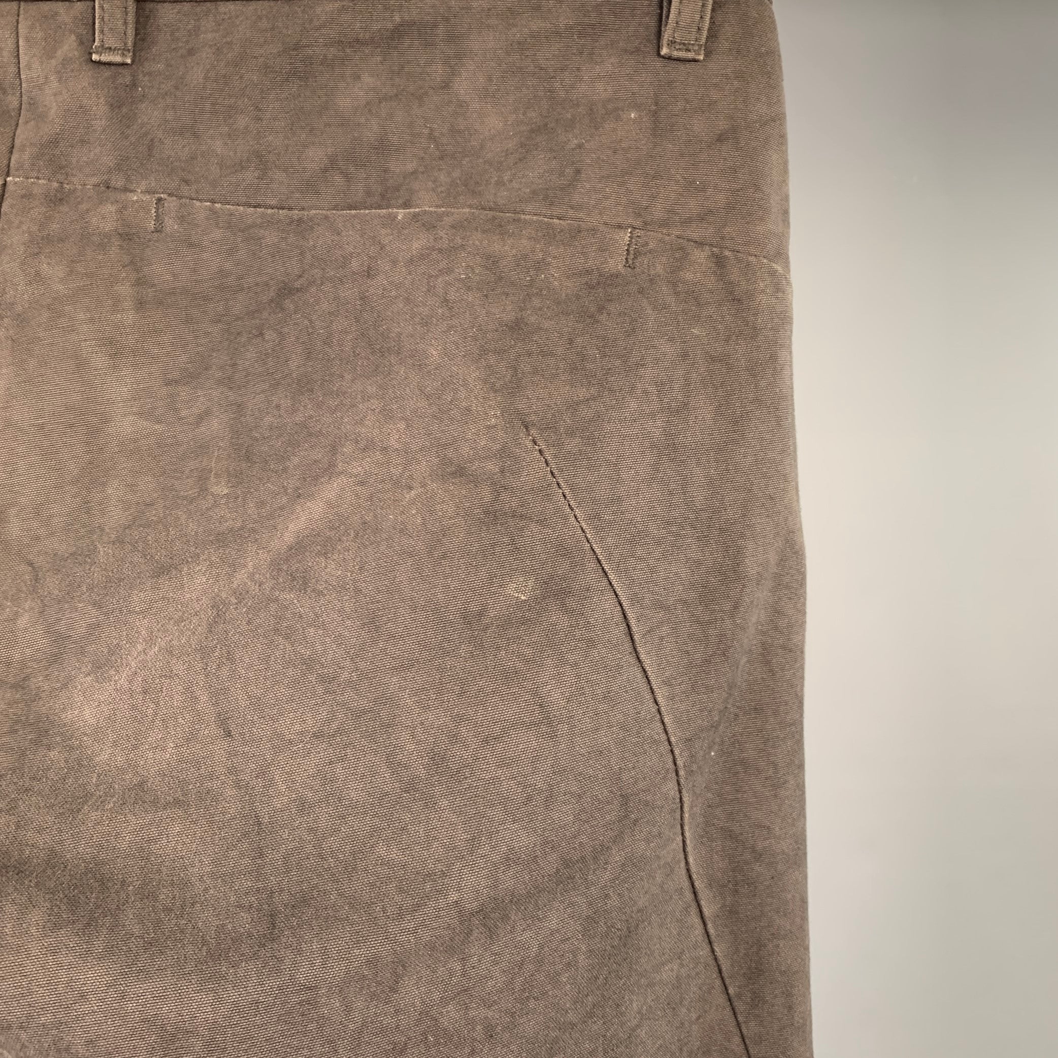 ATTACHMENT Size 34 Brown Cotton Blend Side Tabs Straight Casual Pants - Image 5