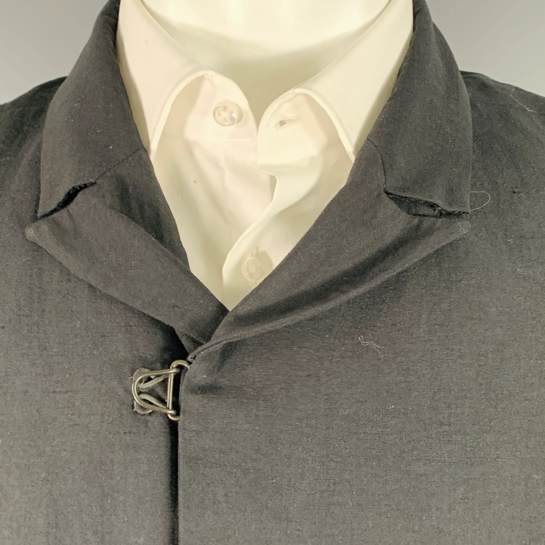 ATTACHMENT Size M Black Wool Linen Peak Lapel Sport Coat - Image 2