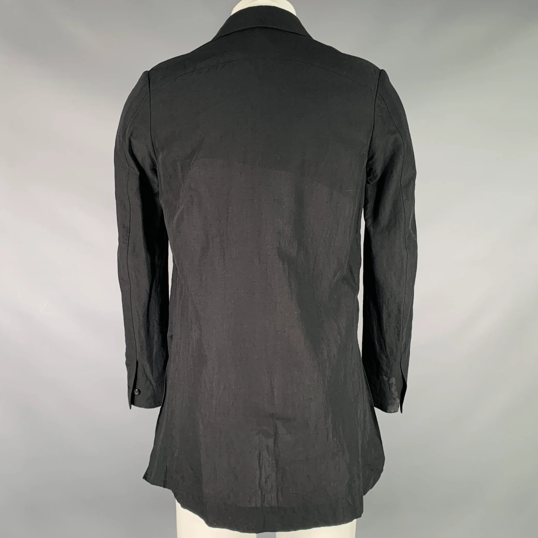 ATTACHMENT Size M Black Wool Linen Peak Lapel Sport Coat - Image 4
