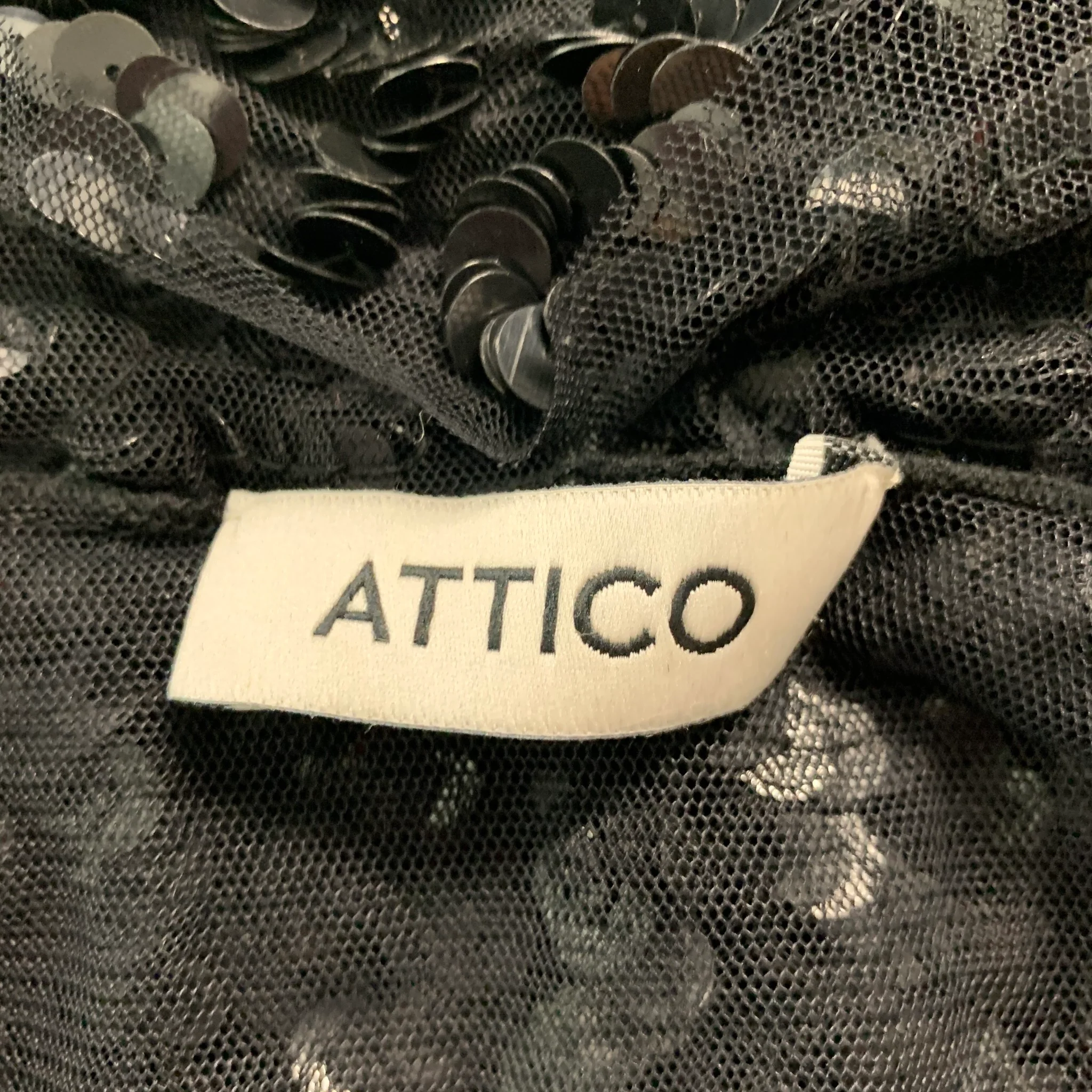 ATTICO Size 6 Black Polyamide Sequined Low Back Dress - Image 6