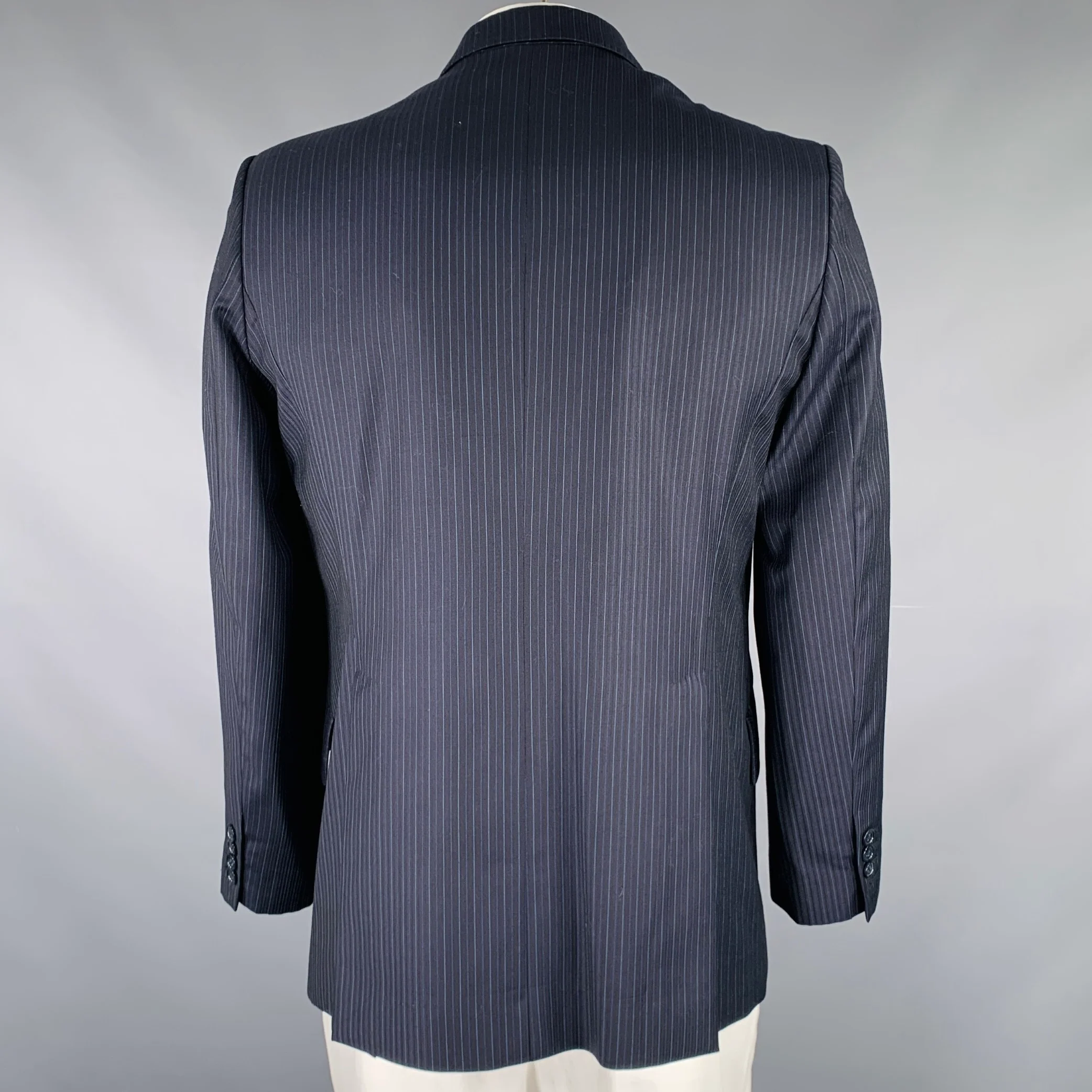 AUGUST Size 42 Navy Blue Stripe Single Breasted Sport Coat - Image 4