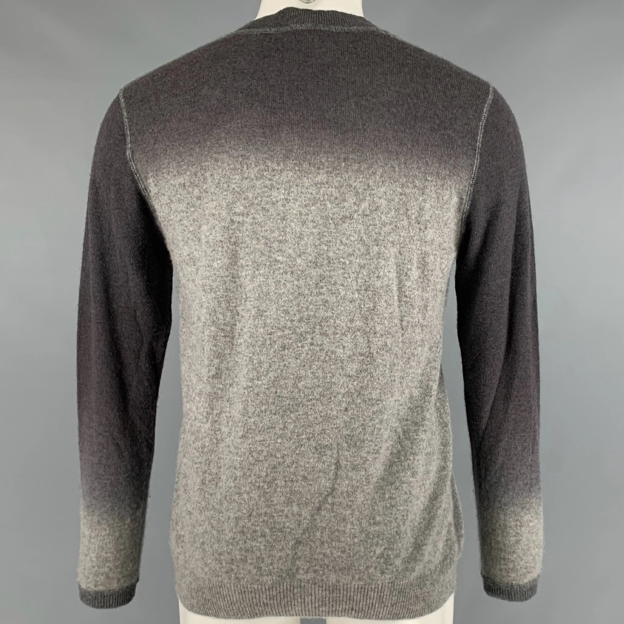 AUTUMN  CASHMERE Size M Grey Ombre Cashmere V-Neck Pullover - Image 3