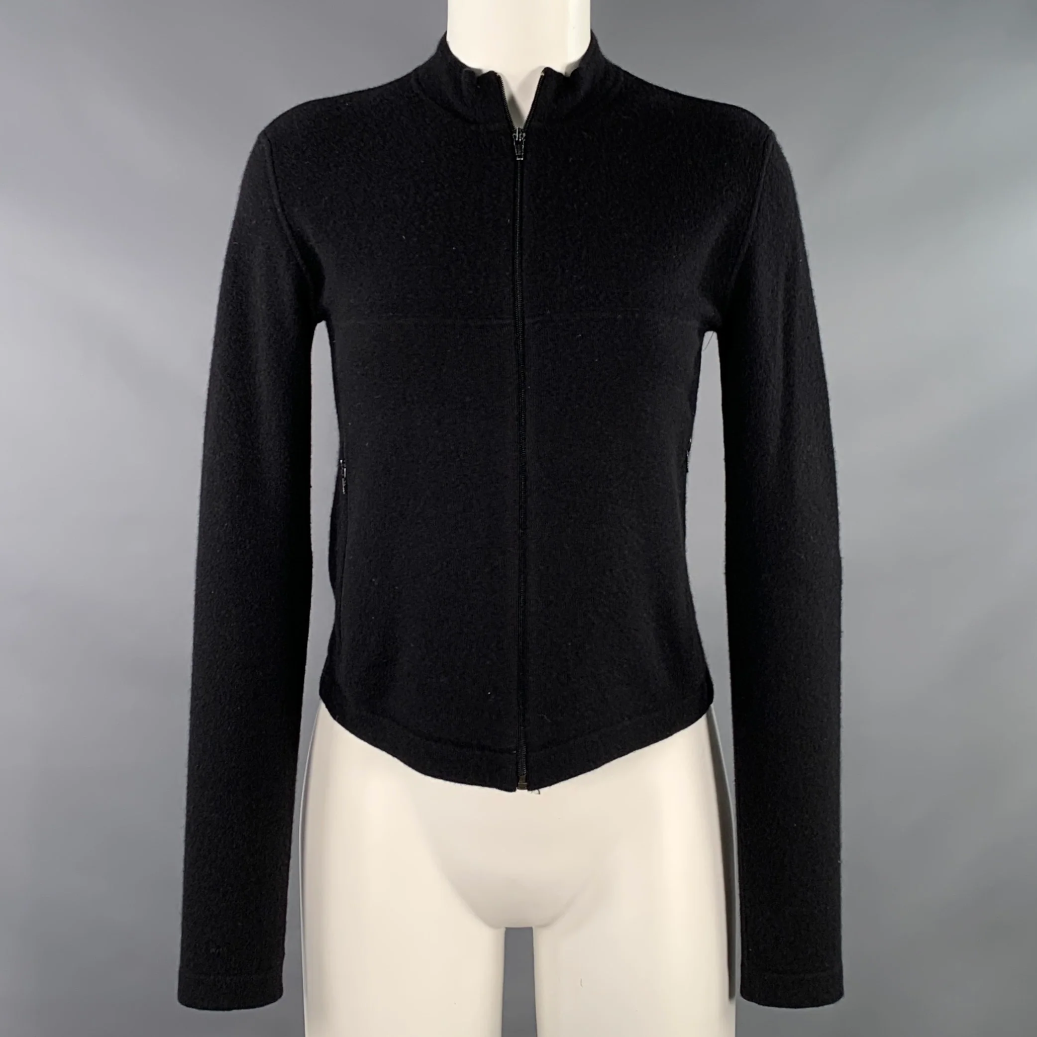 AUTUMN CASHMERE Size S Black Cashmere Zip Up Cardigan