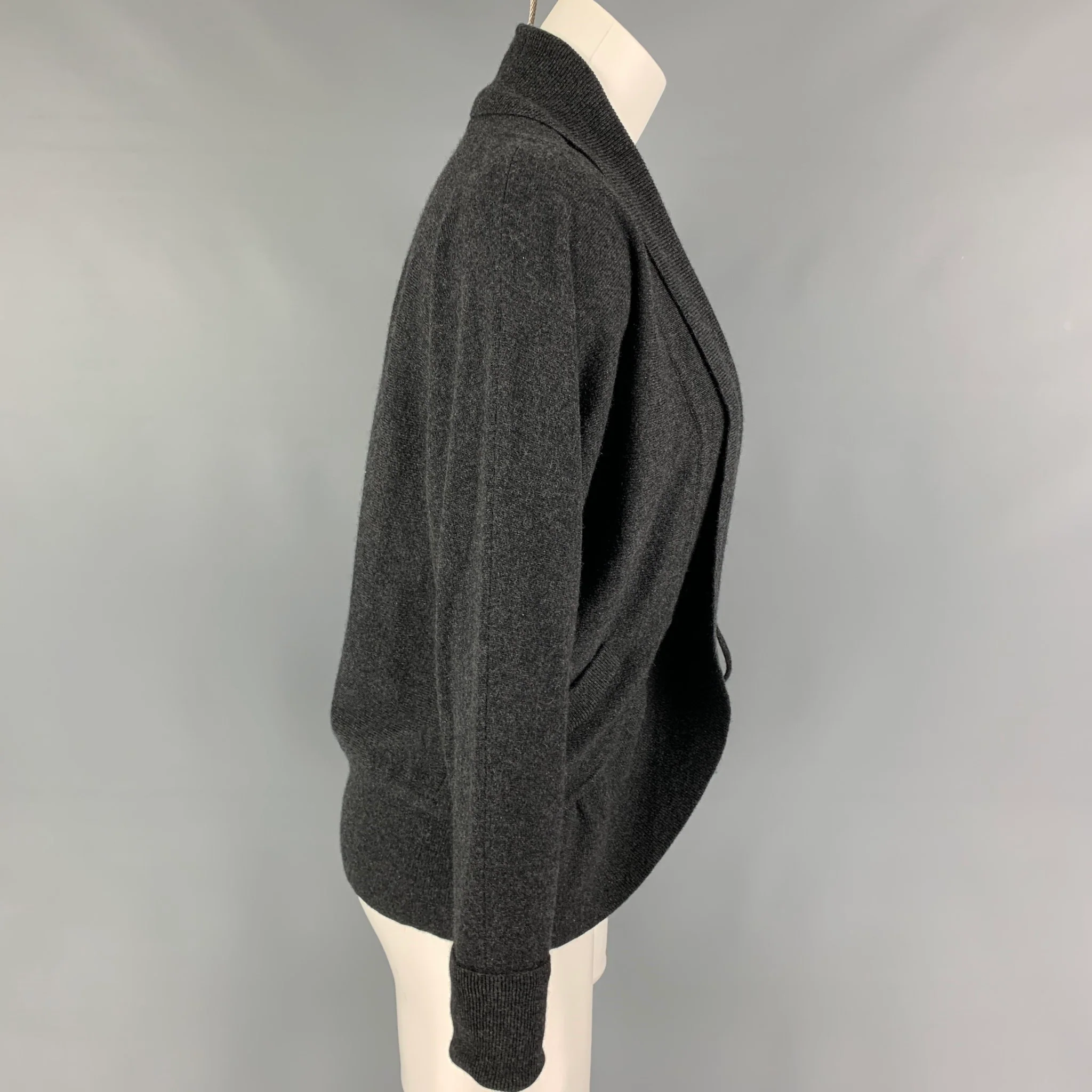 AUTUMN  CASHMERE Size S Grey Cashmere Shawl Collar Cardigan - Image 3