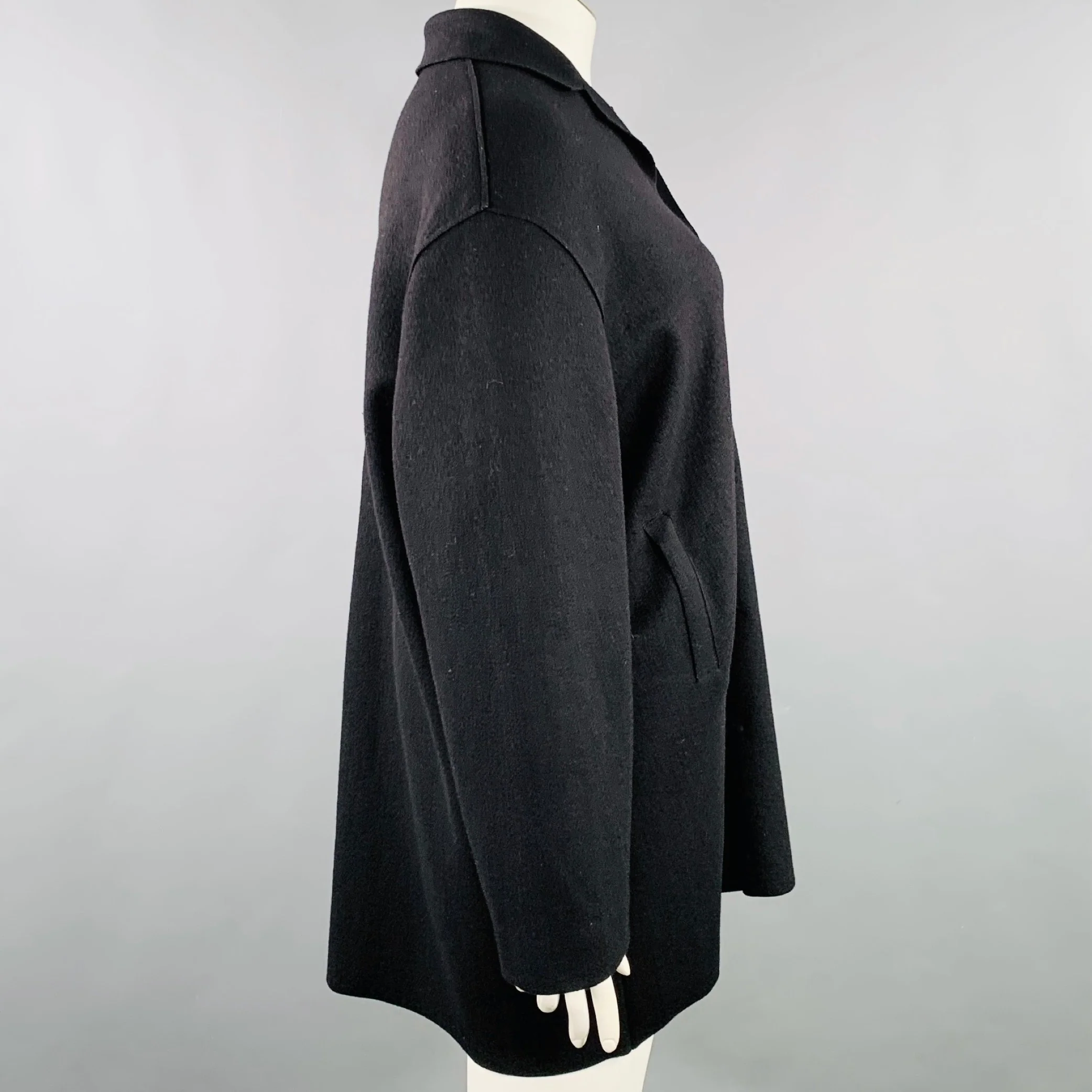 AVANT TOI Size 18 Black Wool Blend Snaps Jacket - Image 2