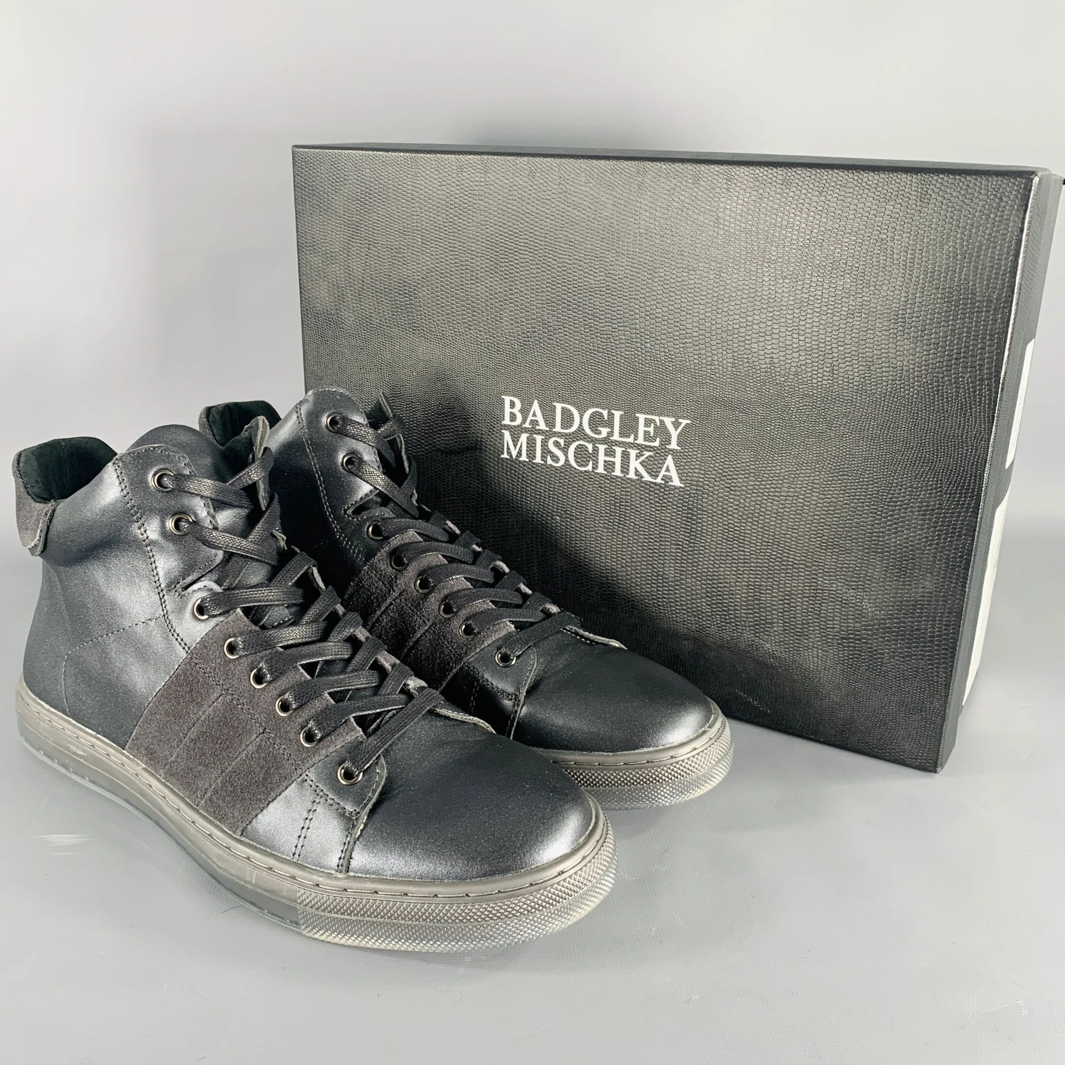 BADGLEY MISCHKA Size 10 Teddy Black Leather Sneakers - Image 9