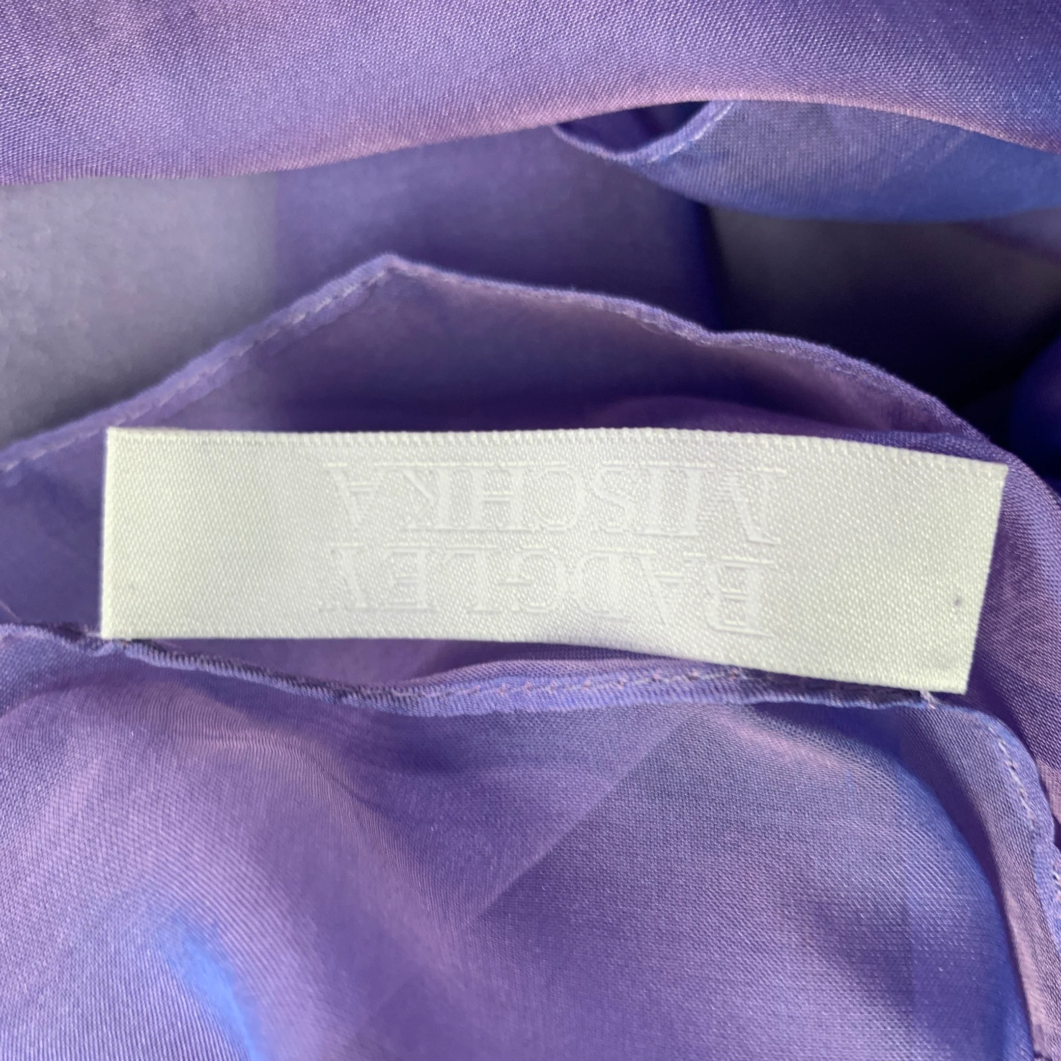 BADGLEY MISCHKA Size S Purple Lilac Silk Iridescent Halter Evening Gown - Image 9