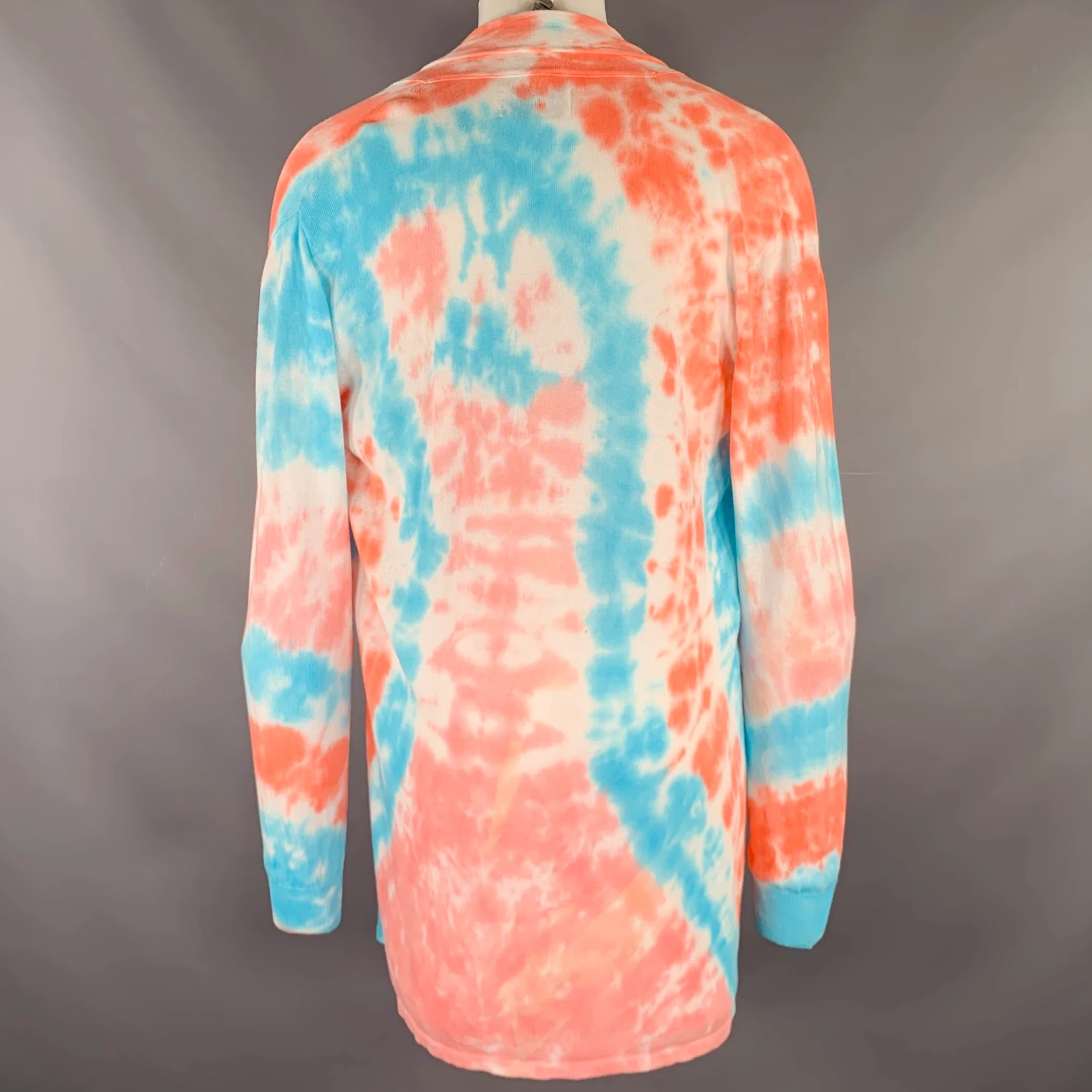 BAJA EAST Size S Pink Blue Tie Dye Pima Cotton Open Front Cardigan - Image 3