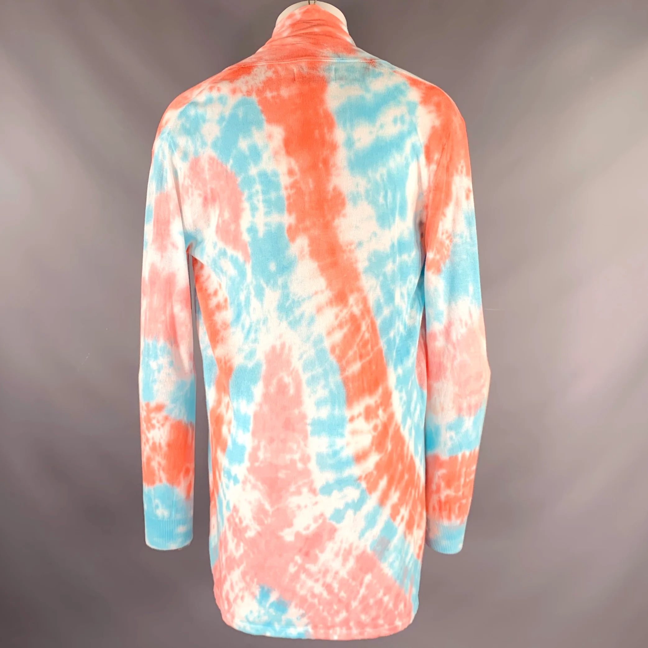BAJA EAST Size XS Pink Blue Tie Dye Pima Cotton Open Front Cardigan - Image 3