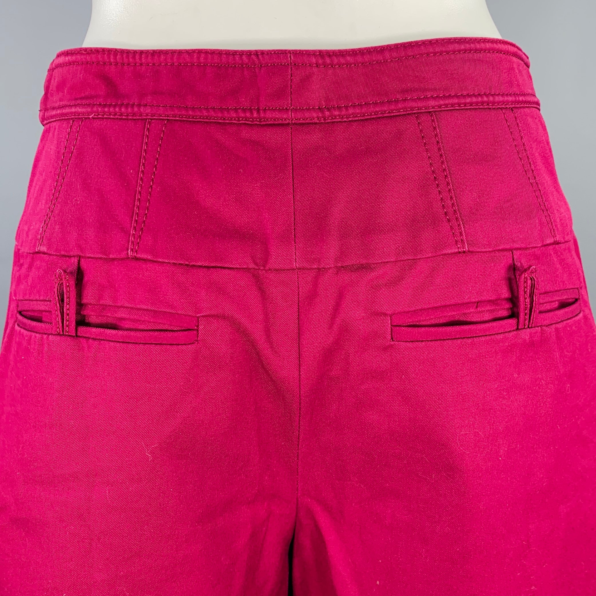 BALENCIAGA 2007 Size 4 Purple Cotton Skirt Panel Shorts - Image 3