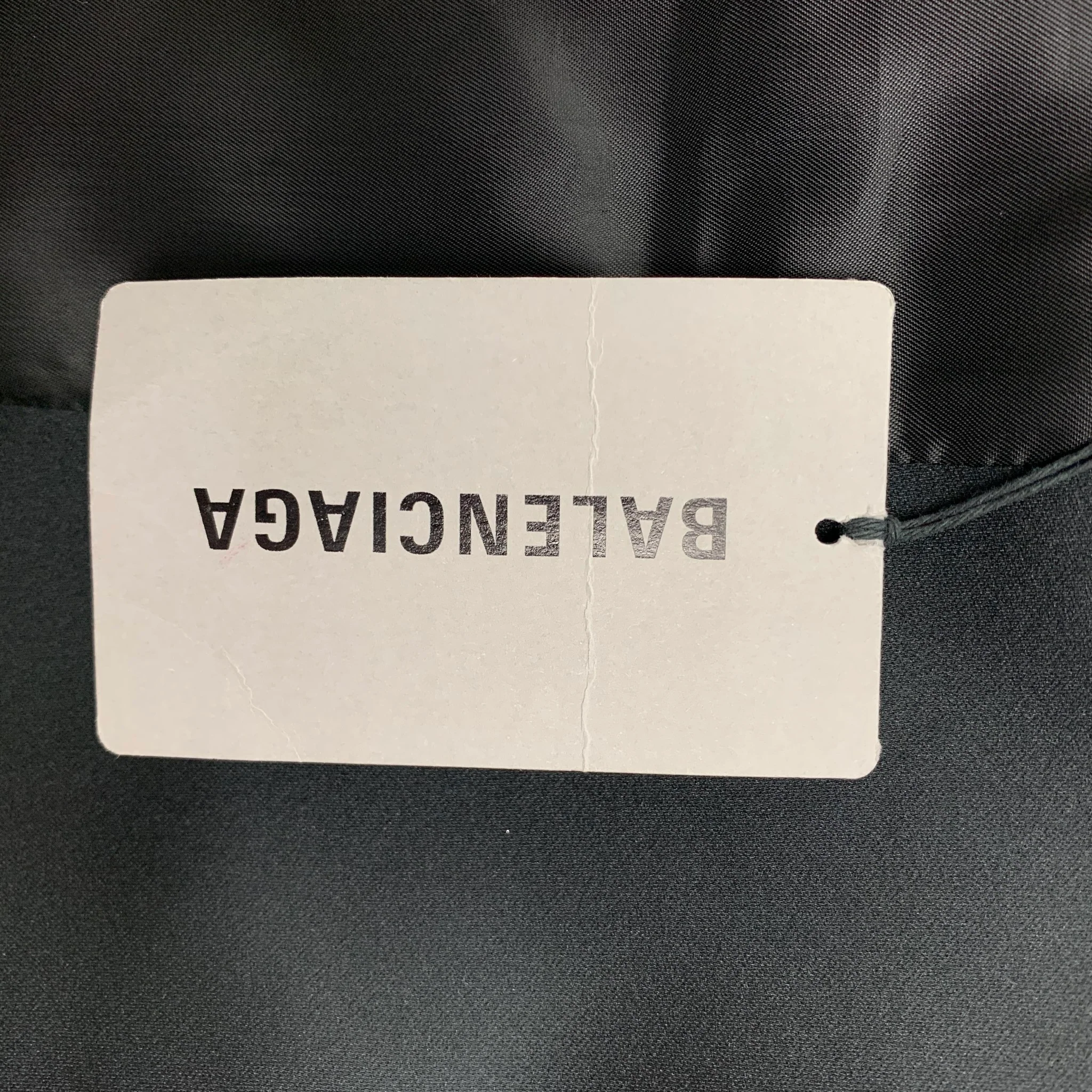 BALENCIAGA Fall-Winter 2019 Size 38 Black Polyamide Suspended Shoulders Sport Coat - Image 8