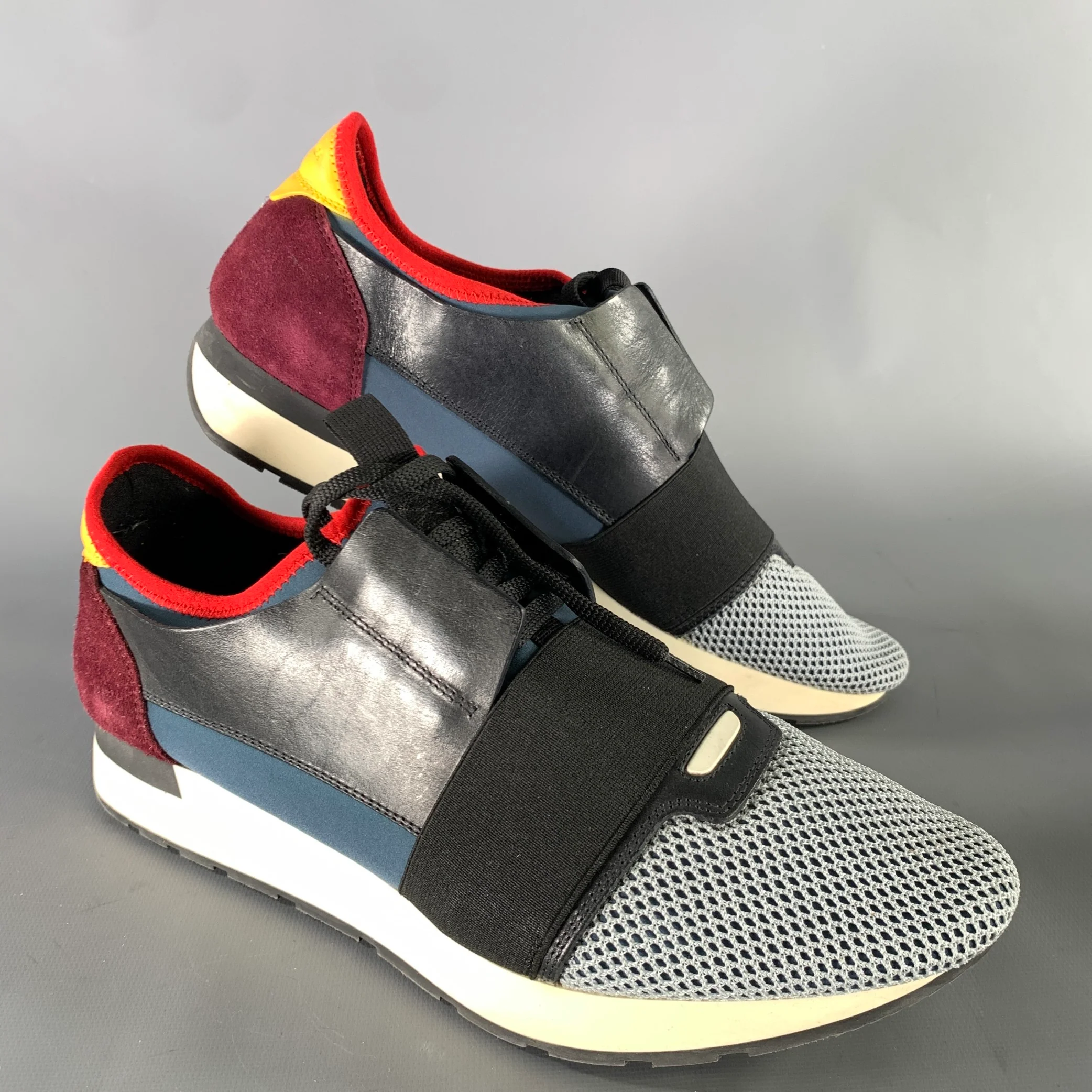 BALENCIAGA Size 10 Black Multi-Color Mixed Patterns Mixed Fabrics Sneakers