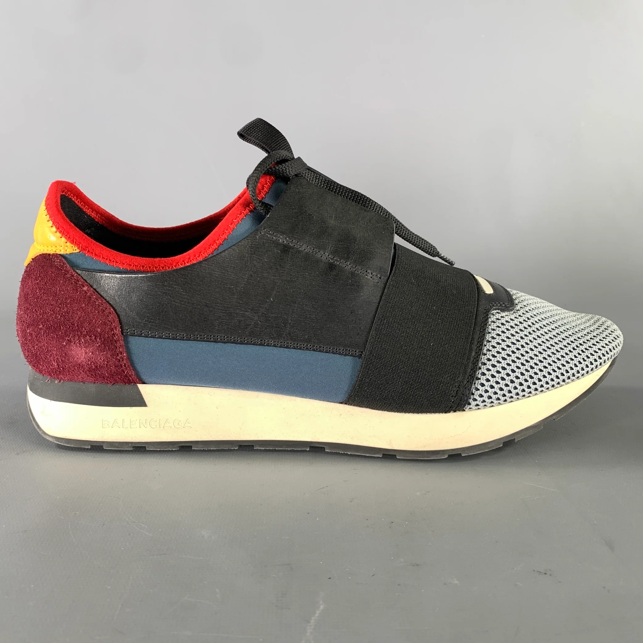 BALENCIAGA Size 10 Black Multi-Color Mixed Patterns Mixed Fabrics Sneakers - Image 2