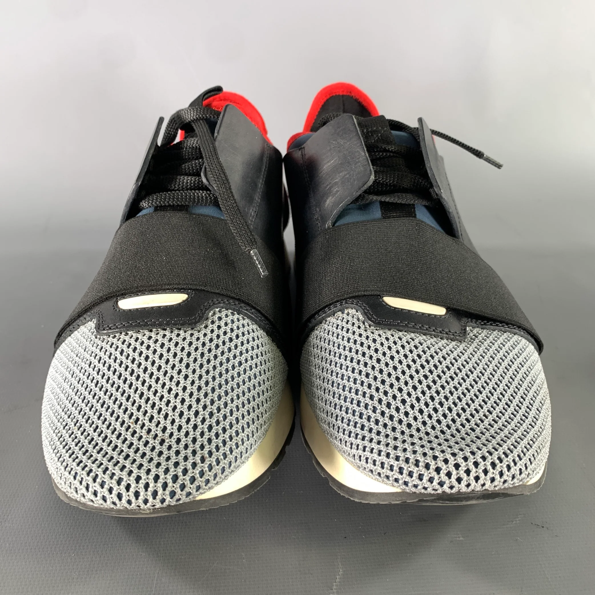 BALENCIAGA Size 10 Black Multi-Color Mixed Patterns Mixed Fabrics Sneakers - Image 4