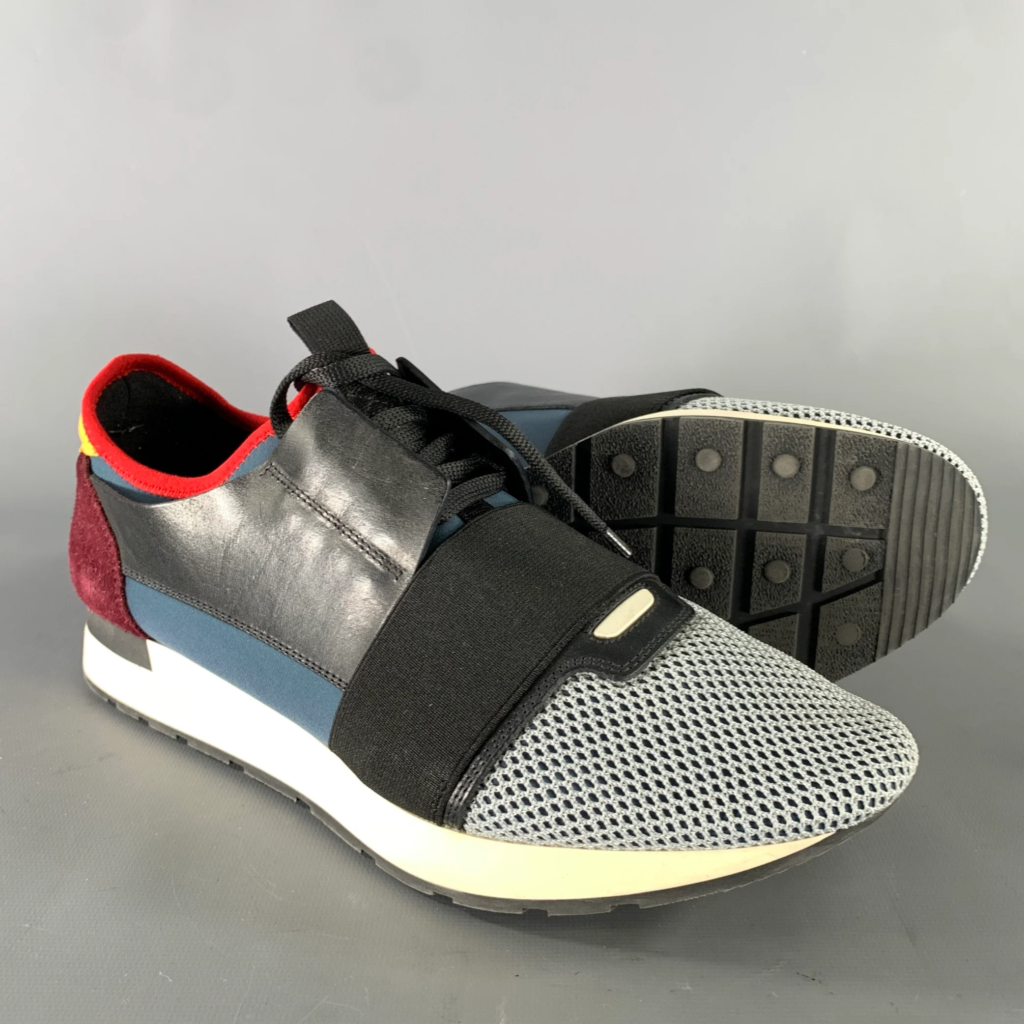 BALENCIAGA Size 10 Black Multi-Color Mixed Patterns Mixed Fabrics Sneakers - Image 5