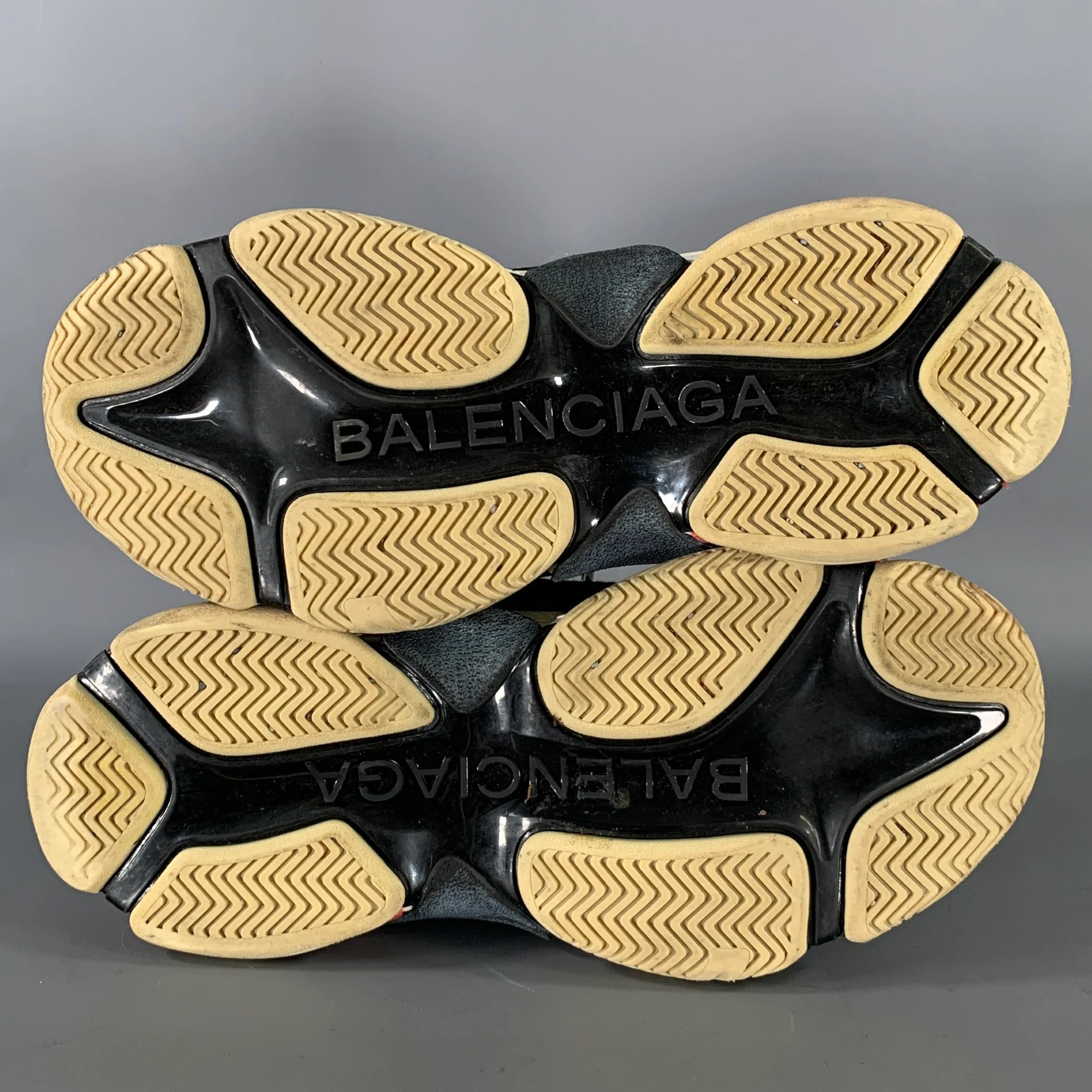 BALENCIAGA Size 10 Black White Triple S Mesh Lace Up Sneakers - Image 6
