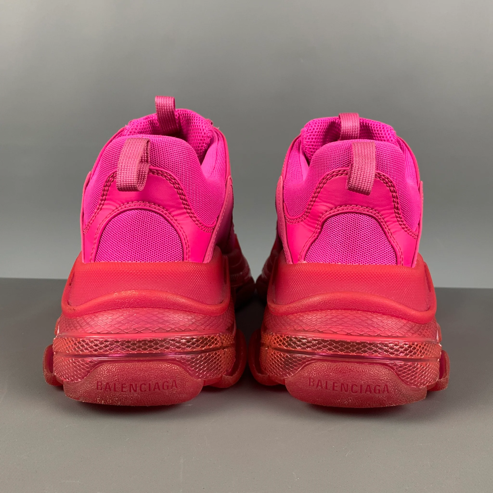BALENCIAGA Size 11 Pink Fuchsia Mixed fabricks Sneakers - Image 3