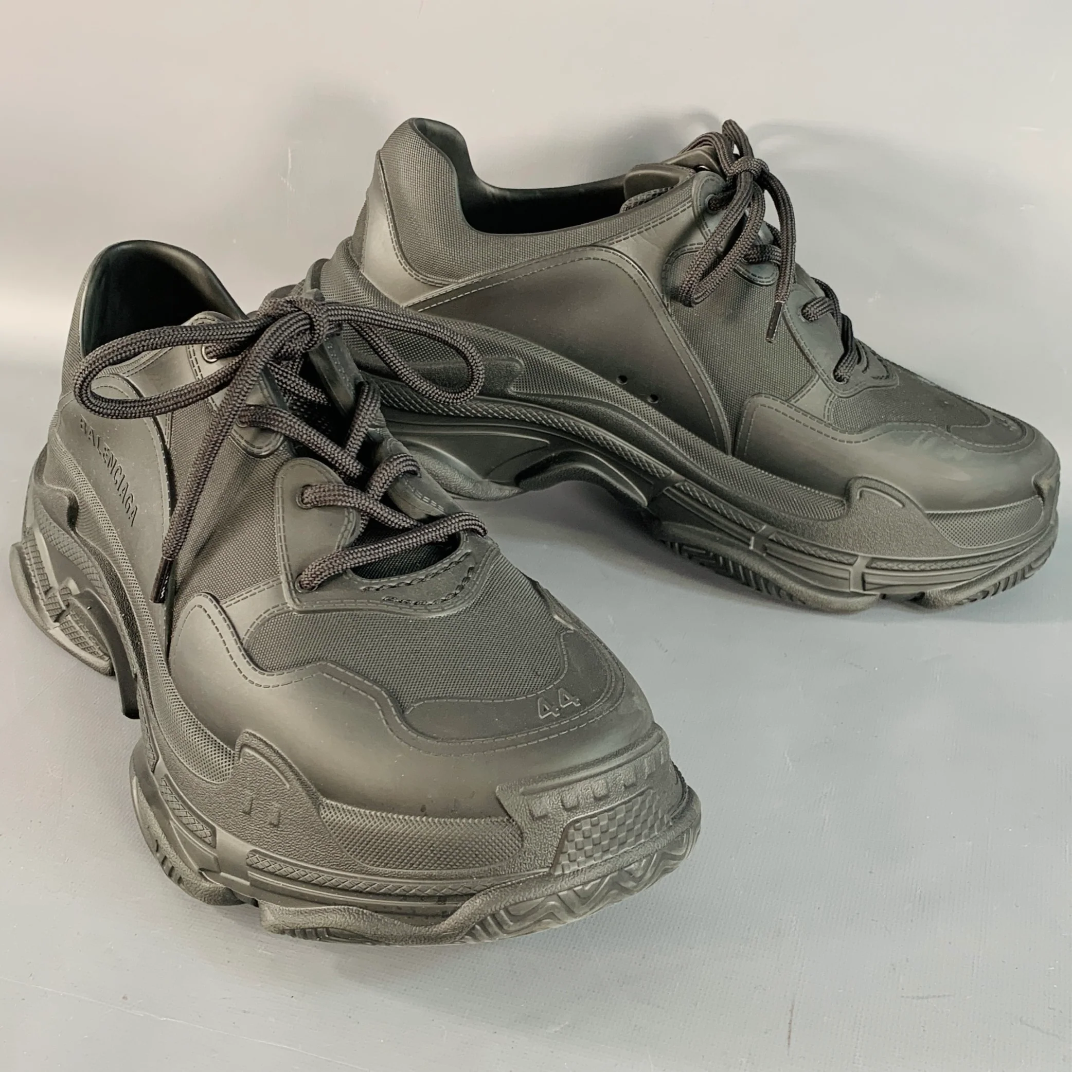 BALENCIAGA Size 11 Triple S Mold Black EVA Chunky Sneakers